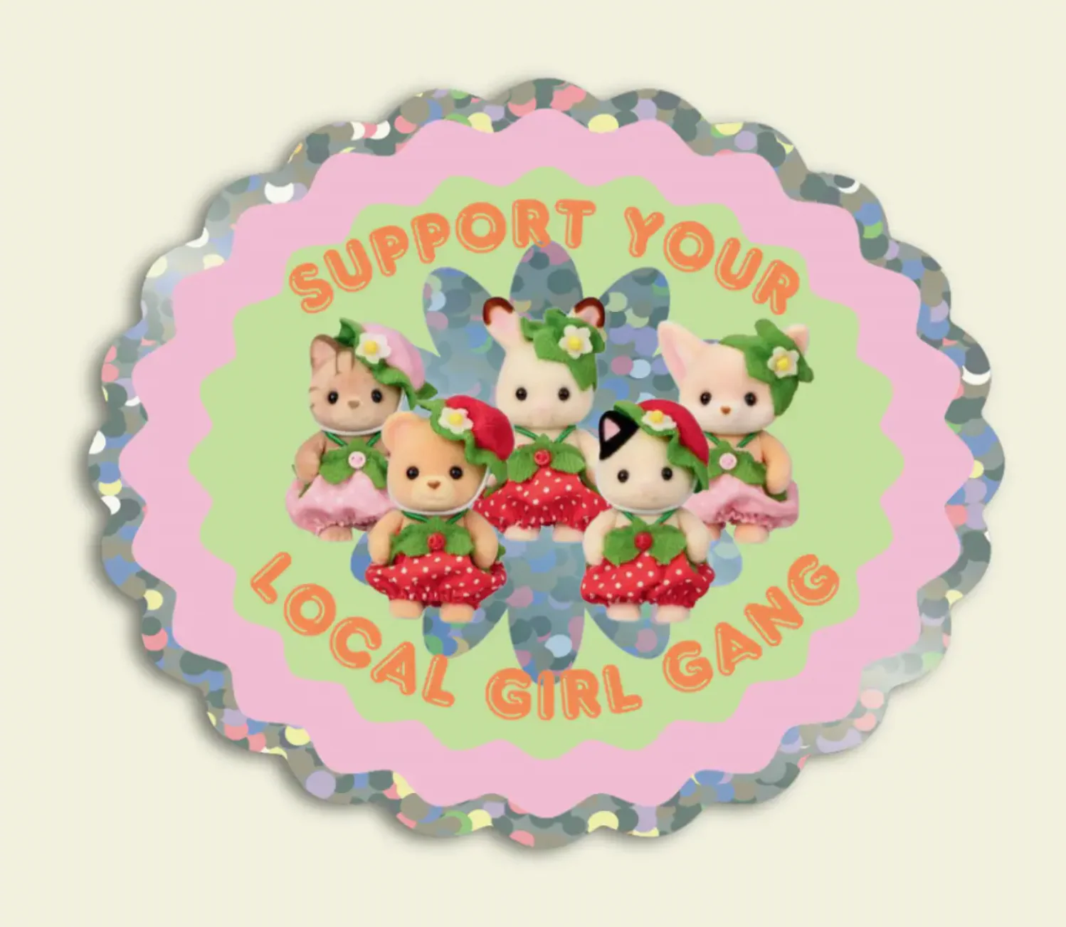 Girl Gang Vinyl Glitter Sticker | Cute Sylvanian Families