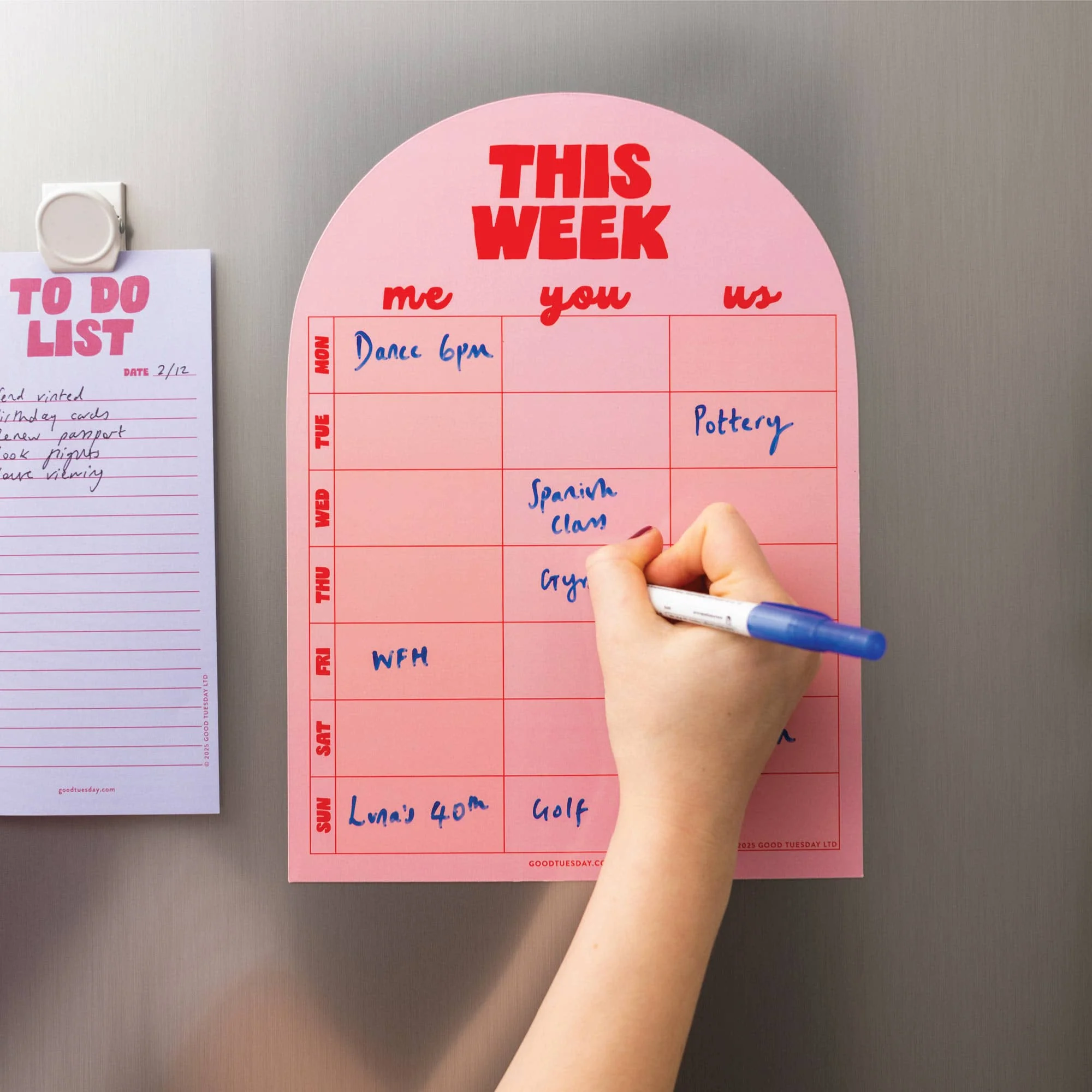 A4 Magnetic Pink & Red Weekly Planner | Fridge Magnet Planner - Image 2