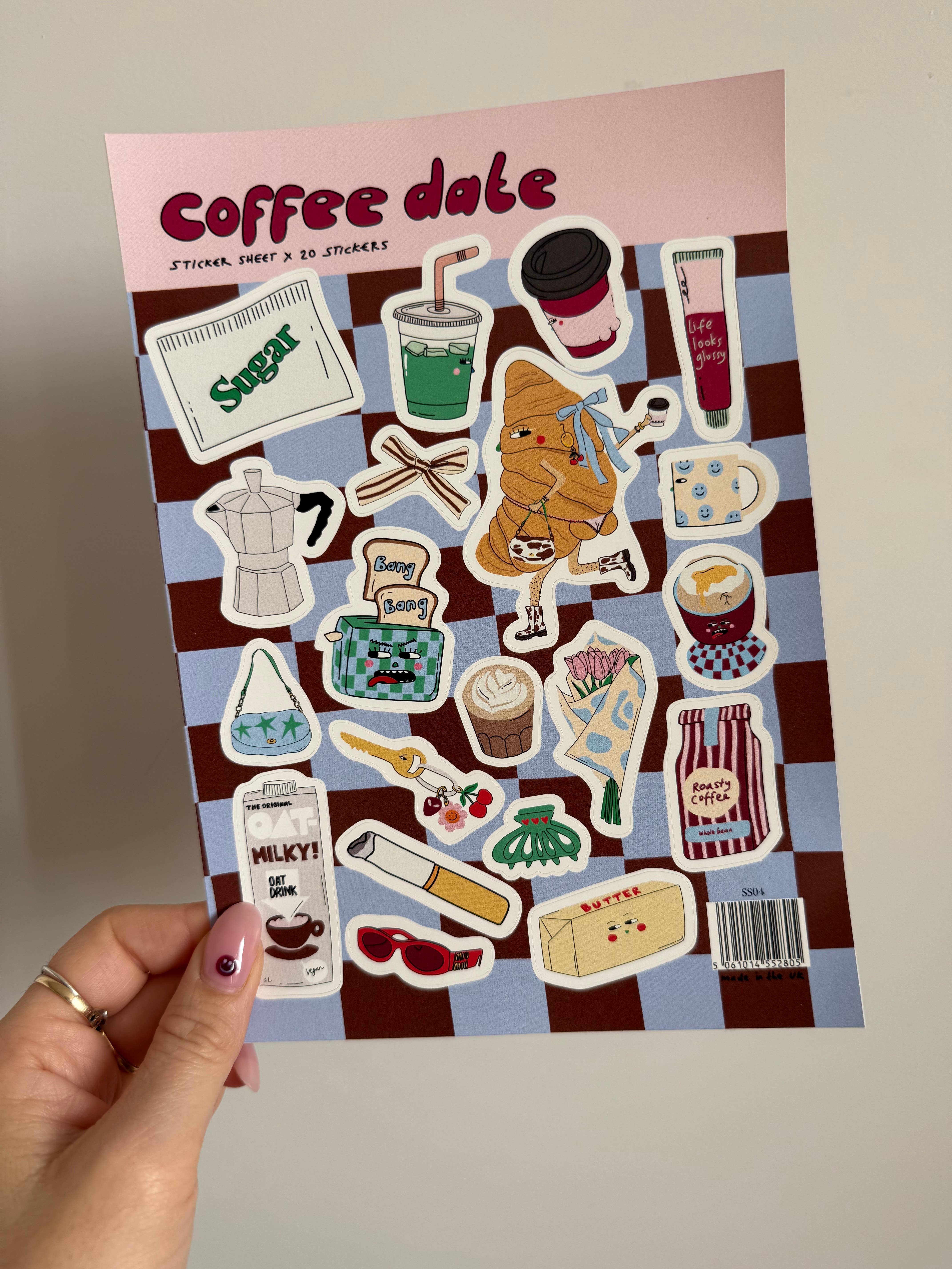A5 sticker sheet; coffee dates design, notebooks - Image 2