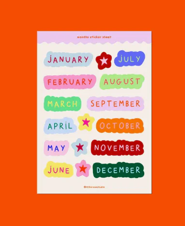 Big Months Sticker Sheet