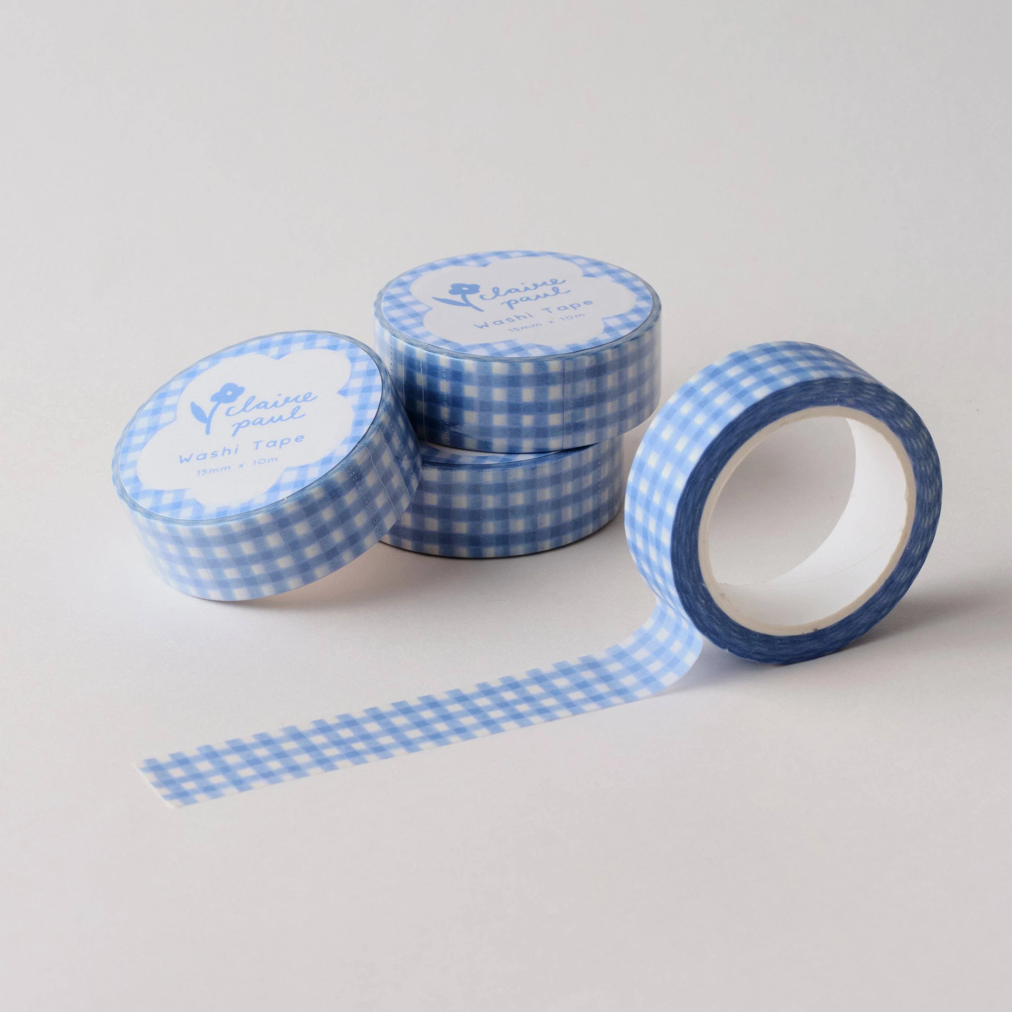 Blue Gingham Washi Tape - Image 2
