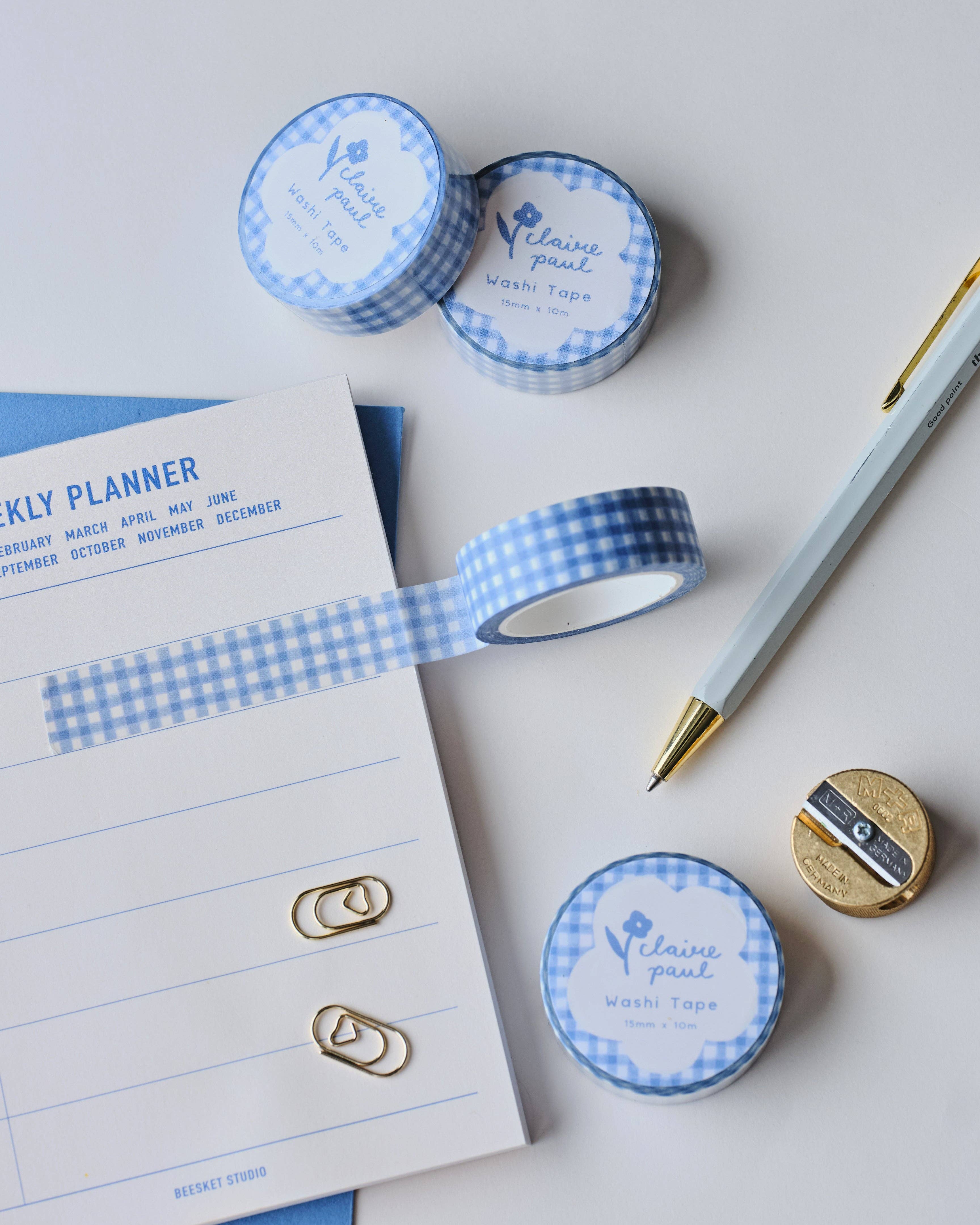 Blue Gingham Washi Tape - Image 5