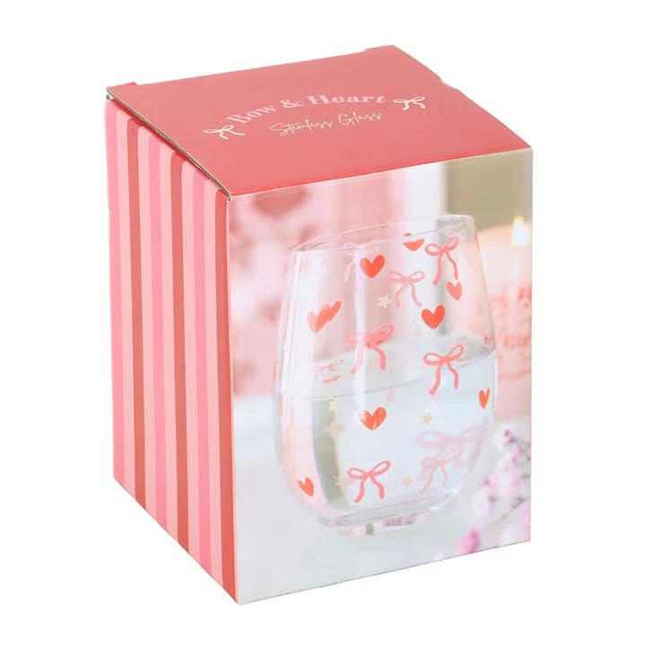 Bow and Heart Print Stemless Glass - Image 2