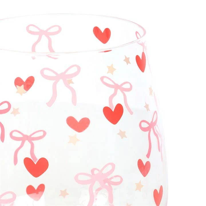 Bow and Heart Print Stemless Glass - Image 3