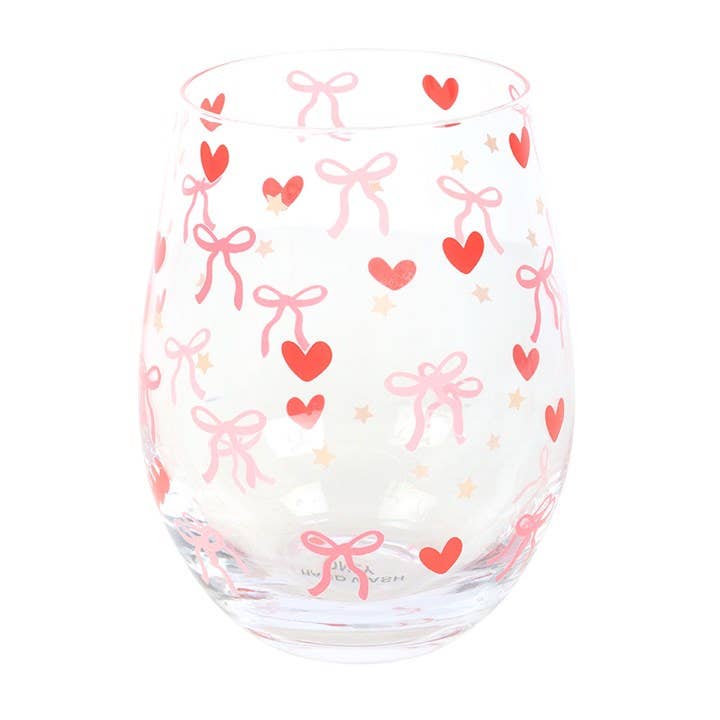 Bow and Heart Print Stemless Glass - Image 4