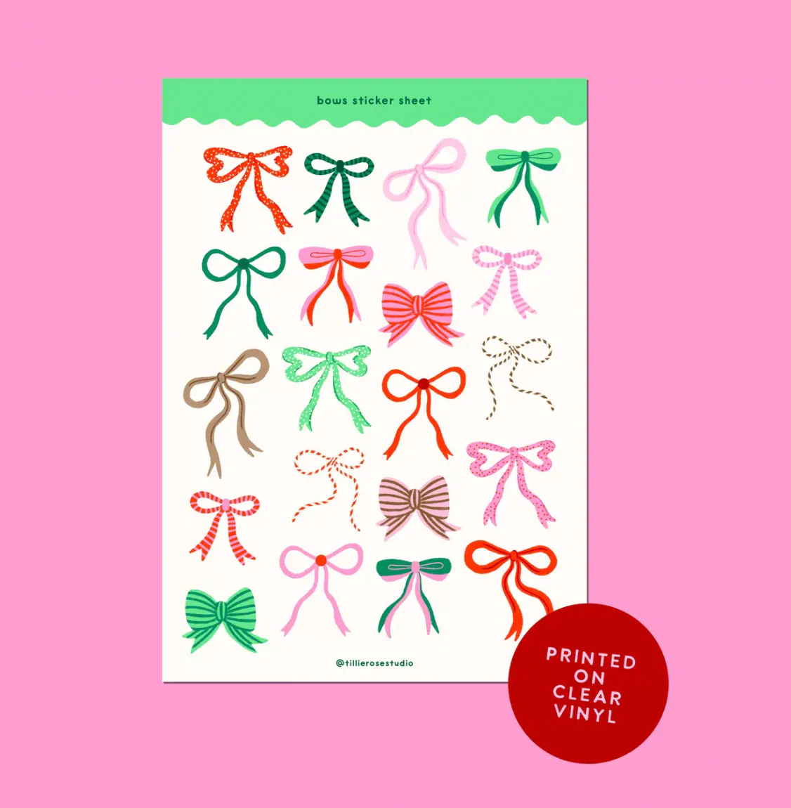 Bows Clear Vinyl Sticker Sheet