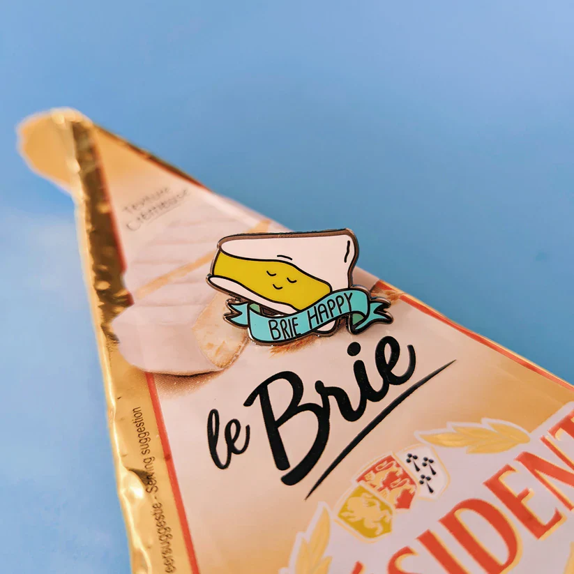 Brie Happy Cheese Enamel Pin - Image 2
