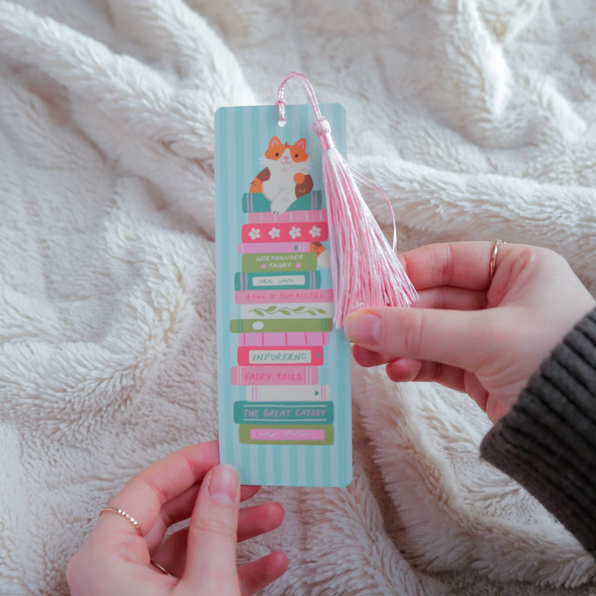 Cat Book Stack Bookmark with Tassel - Image 4