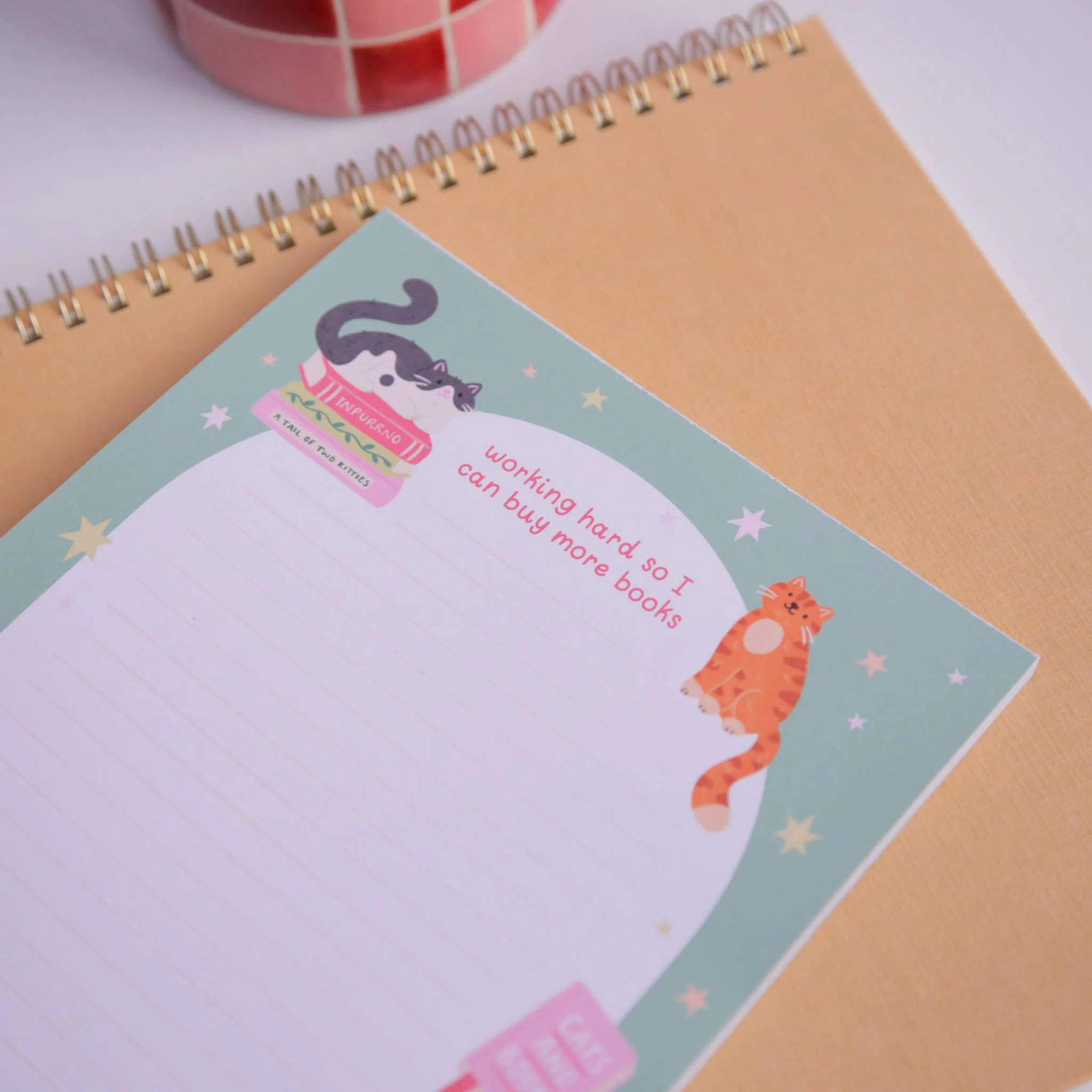 Cat Books Notepad – Working hard so I can buy more books - Image 2