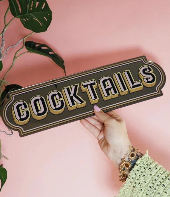 Cocktails Rectangle Sign - Bronze