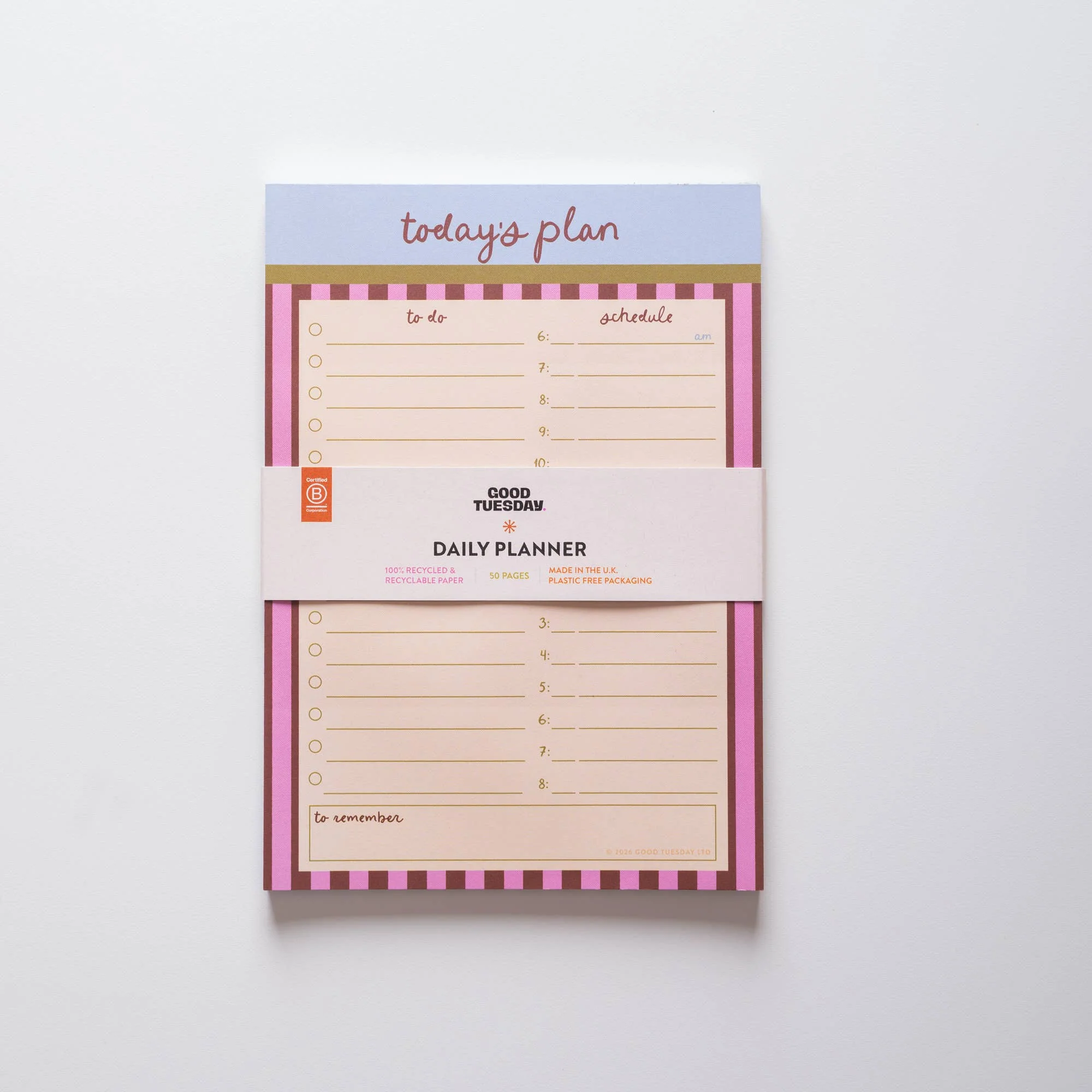 Daily Planner Pad A5 | Berry Stripe - Image 3
