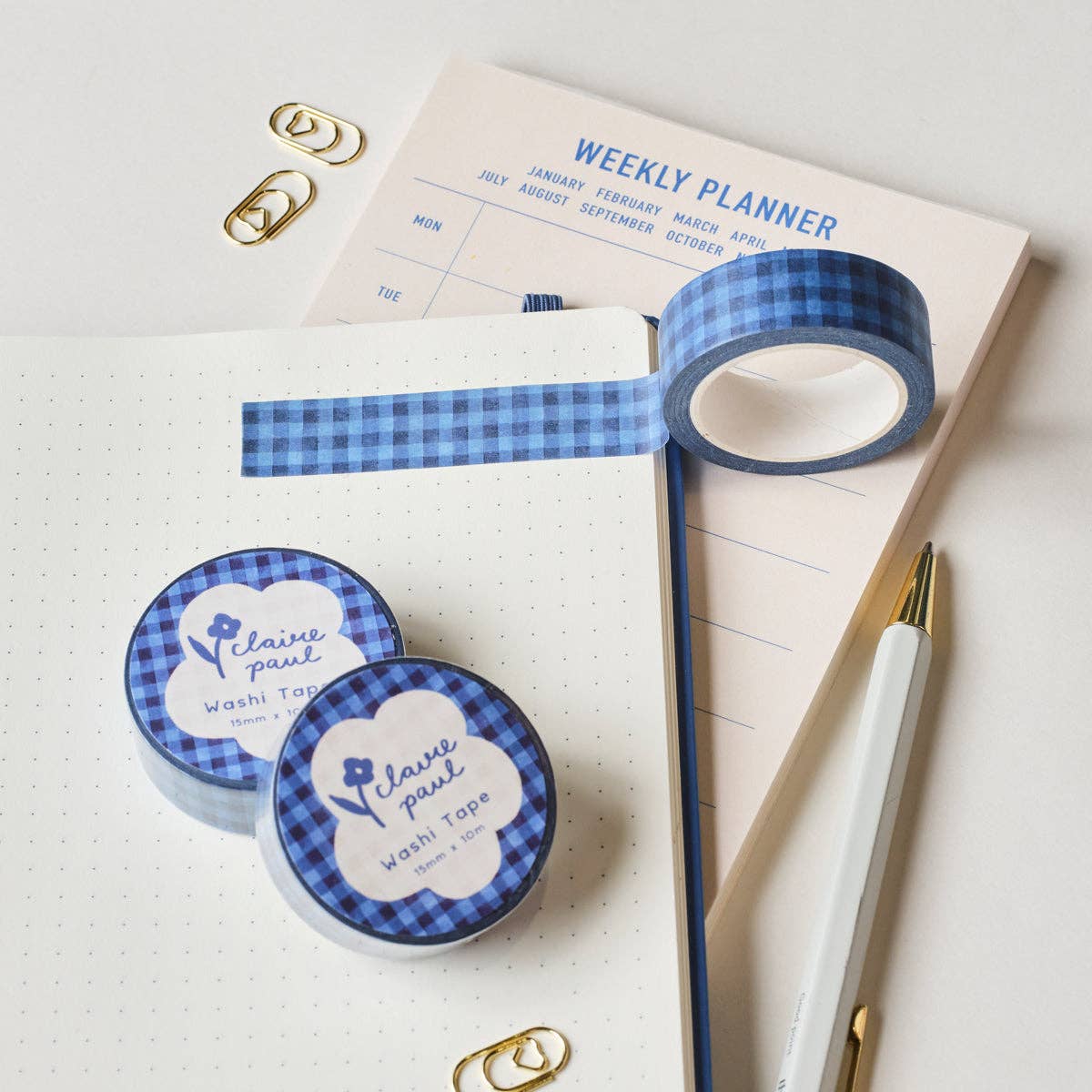 Dark Blue Check Washi Tape - Image 2