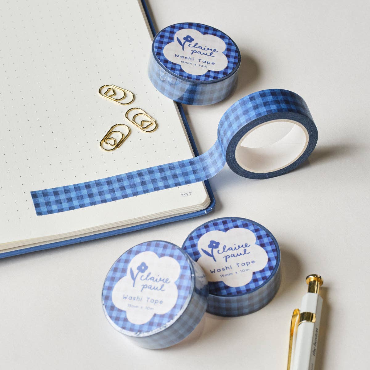 Dark Blue Check Washi Tape - Image 3