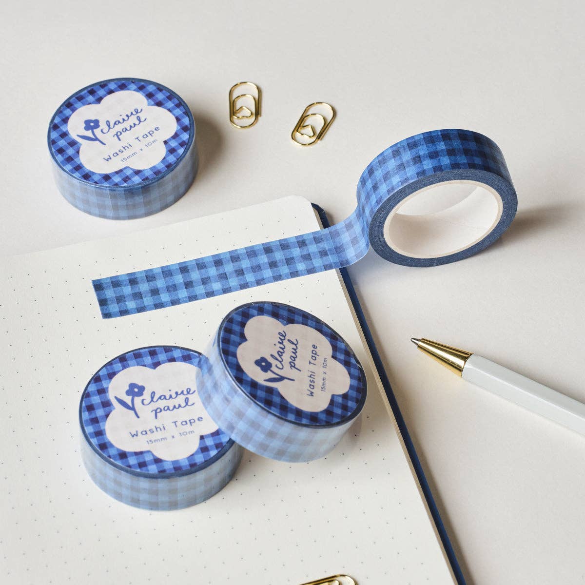 Dark Blue Check Washi Tape - Image 5