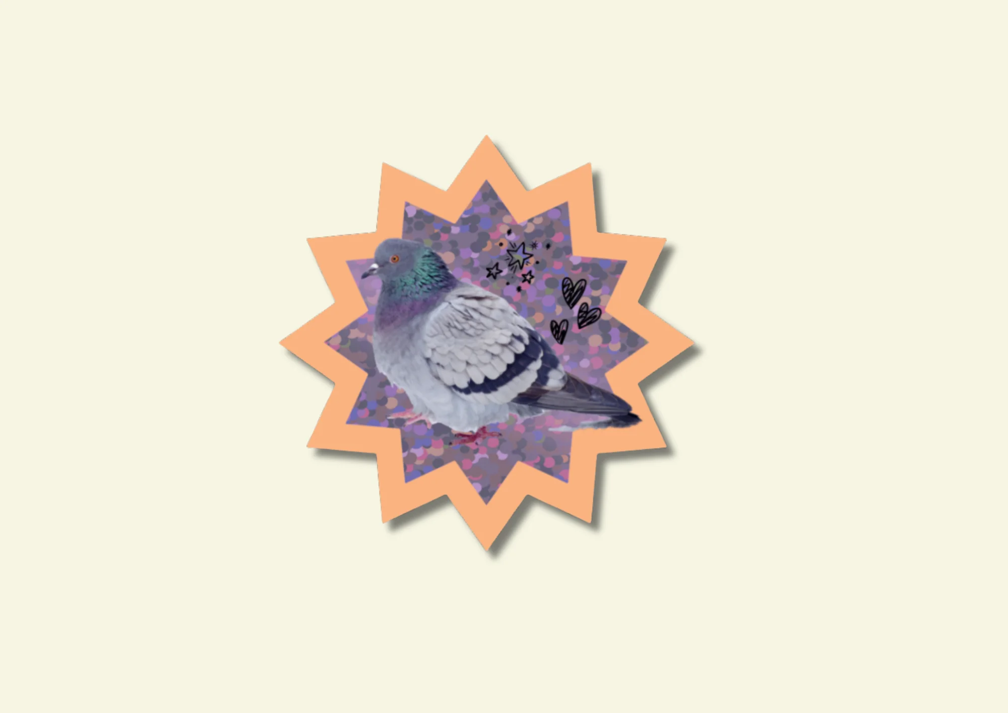Disco Pigeon Glitter Vinyl Sticker