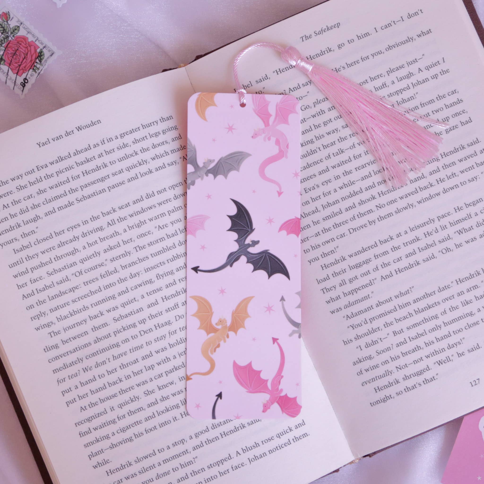 Dragon Pattern Bookmark - Fantasy Bookmark with Tassel - Image 2