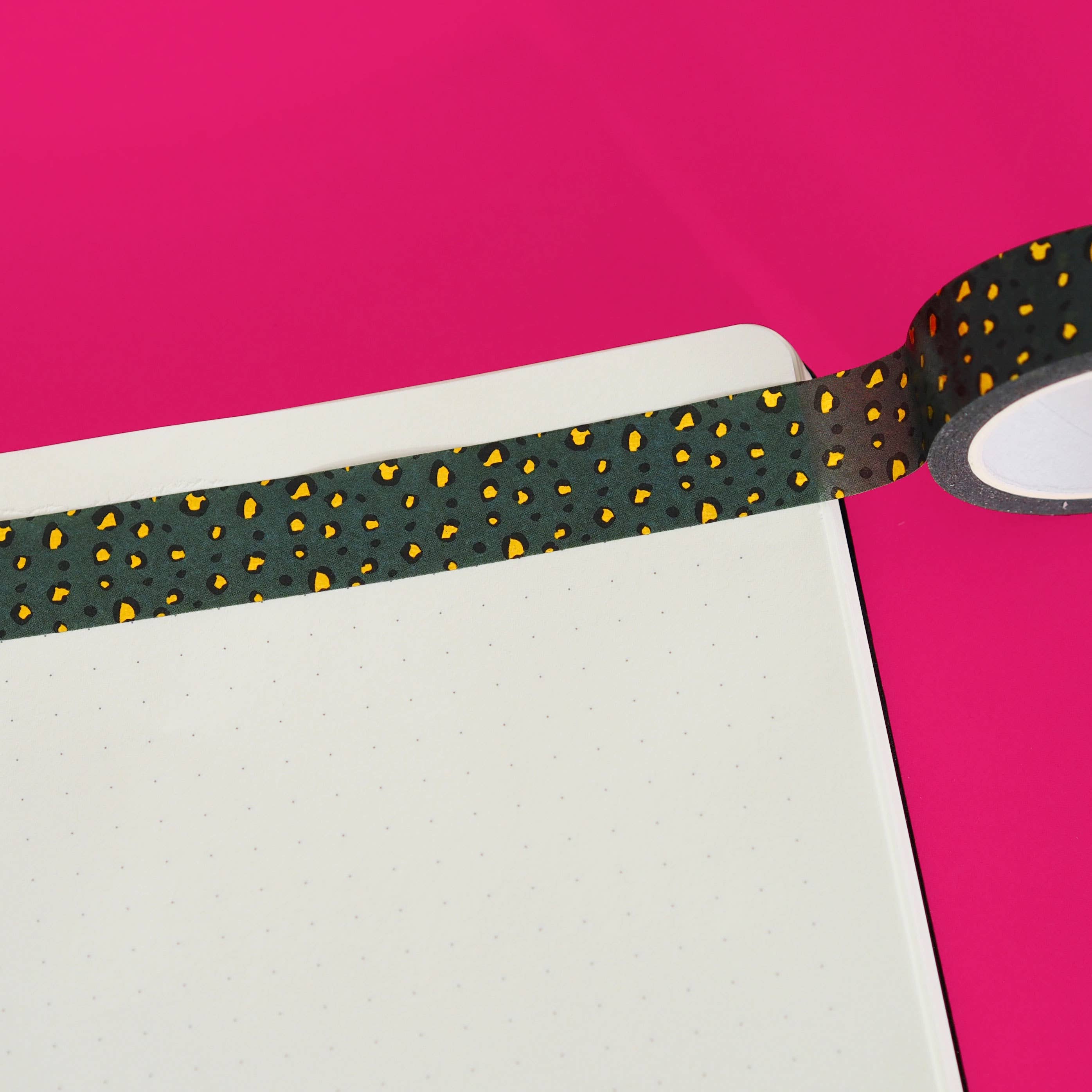 Emerald Green Leopard Print Gold Foil Washi Tape - Image 3