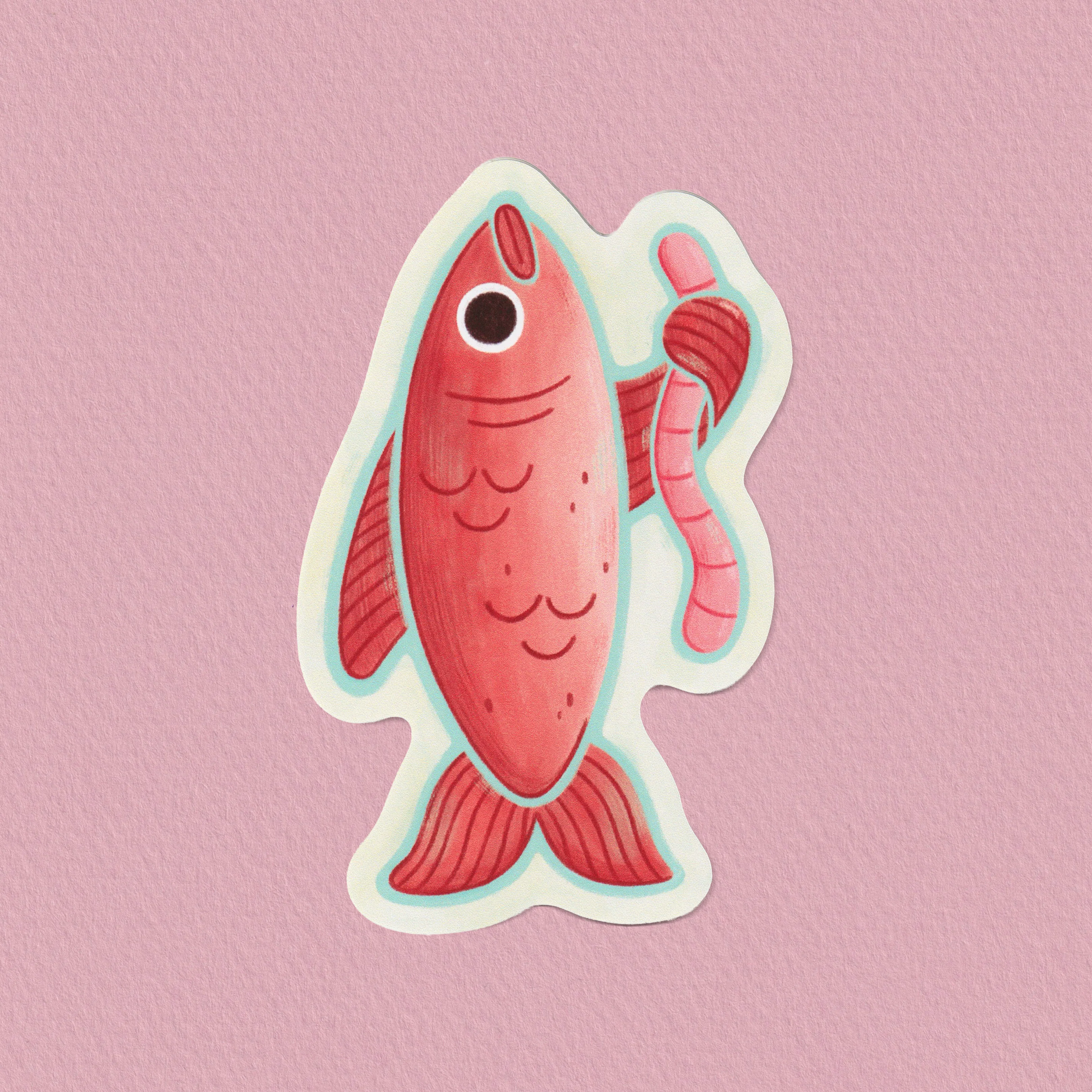 Fish Worm Sticker