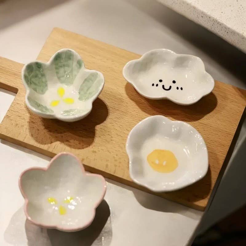 Flower Small Ceramic Dessert Snack Sauce Plate