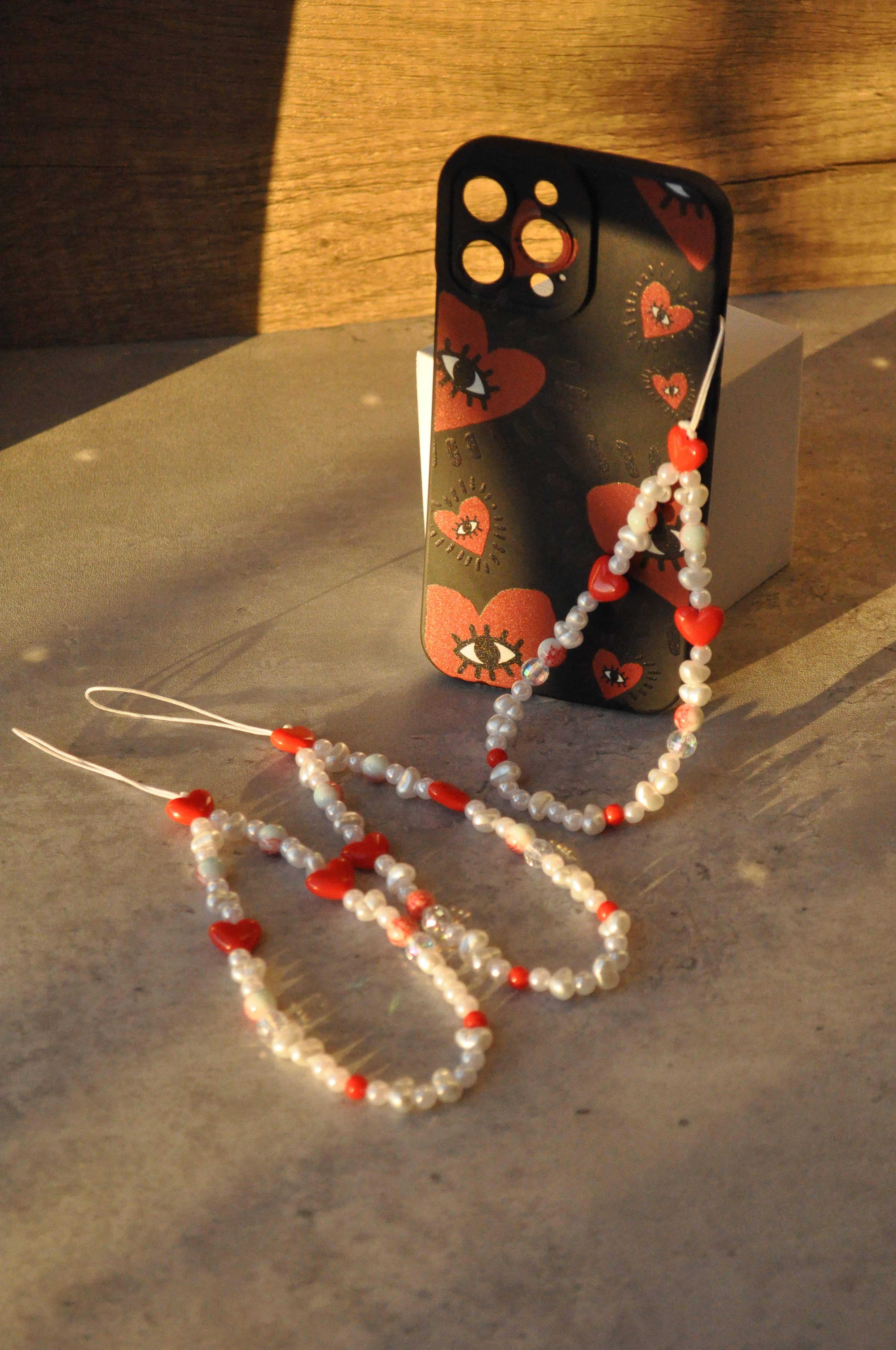Freshwater Pearl Heart Phone Chain | Phone Charm Strap