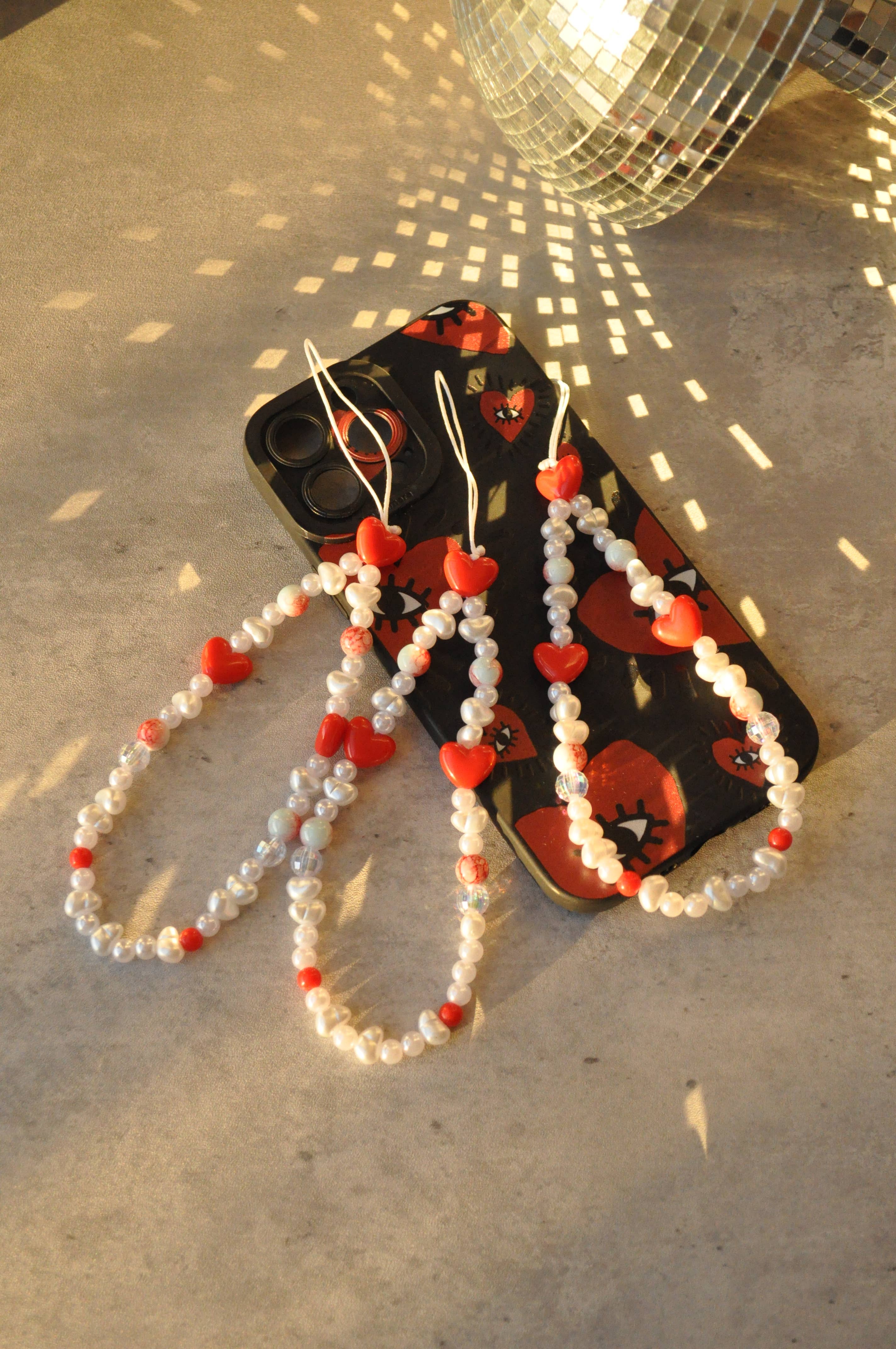 Freshwater Pearl Heart Phone Chain | Phone Charm Strap - Image 2