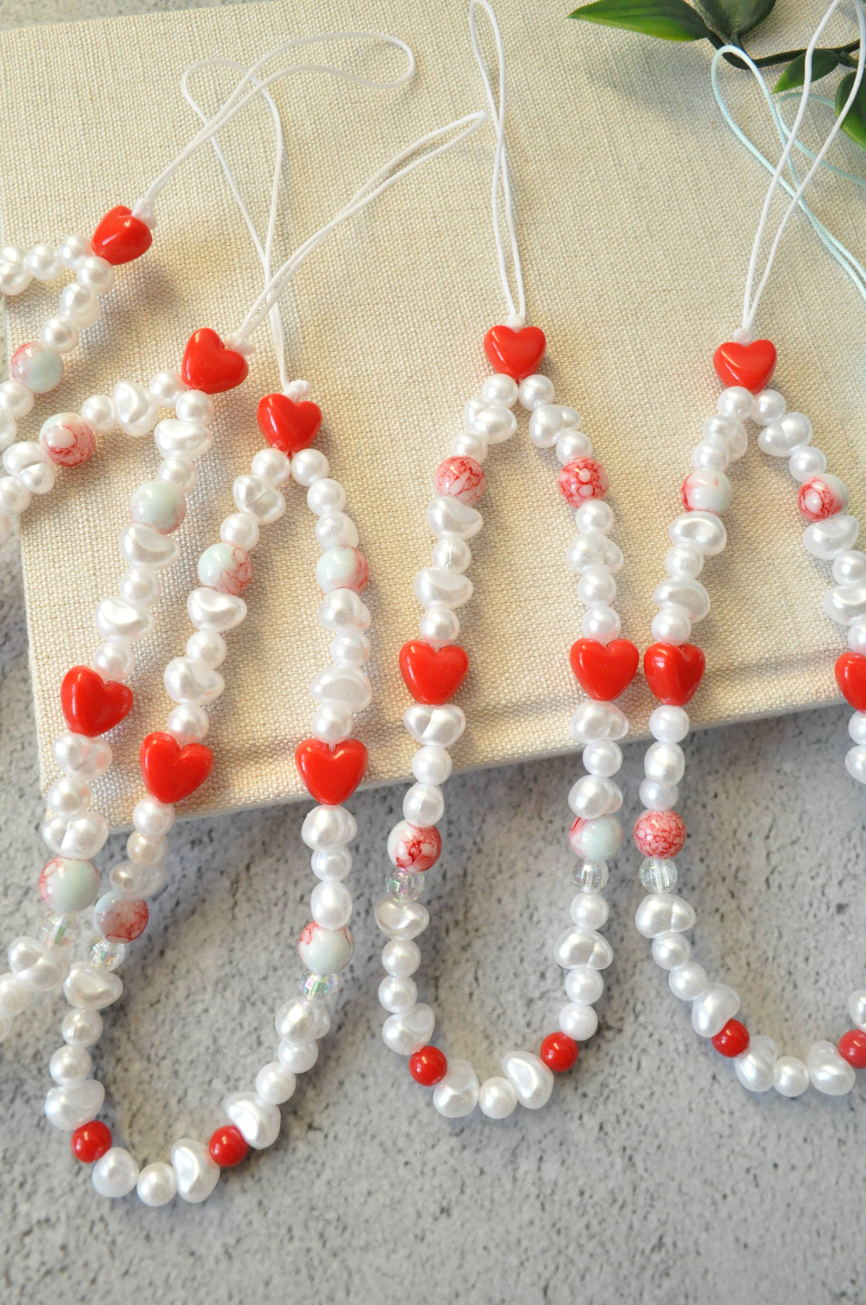 Freshwater Pearl Heart Phone Chain | Phone Charm Strap - Image 3