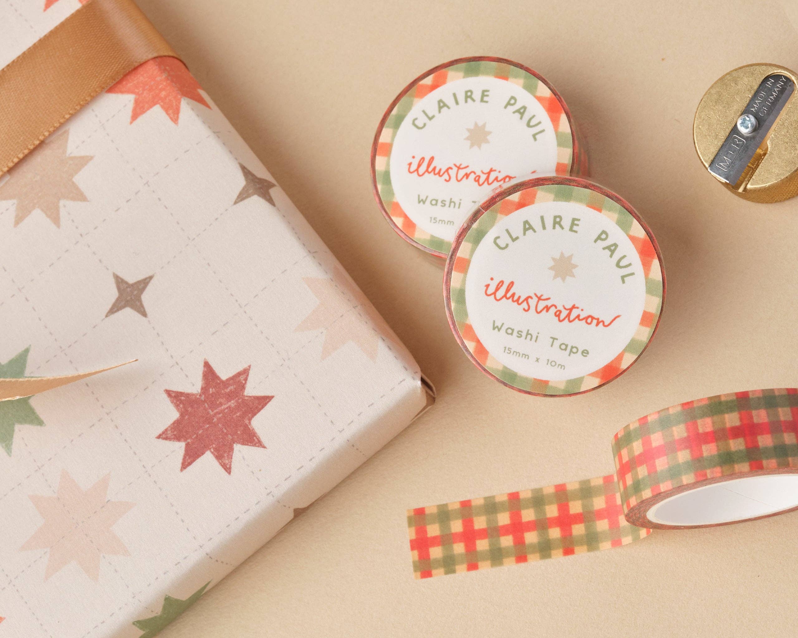 Green and Red Check Washi Tape - Image 4
