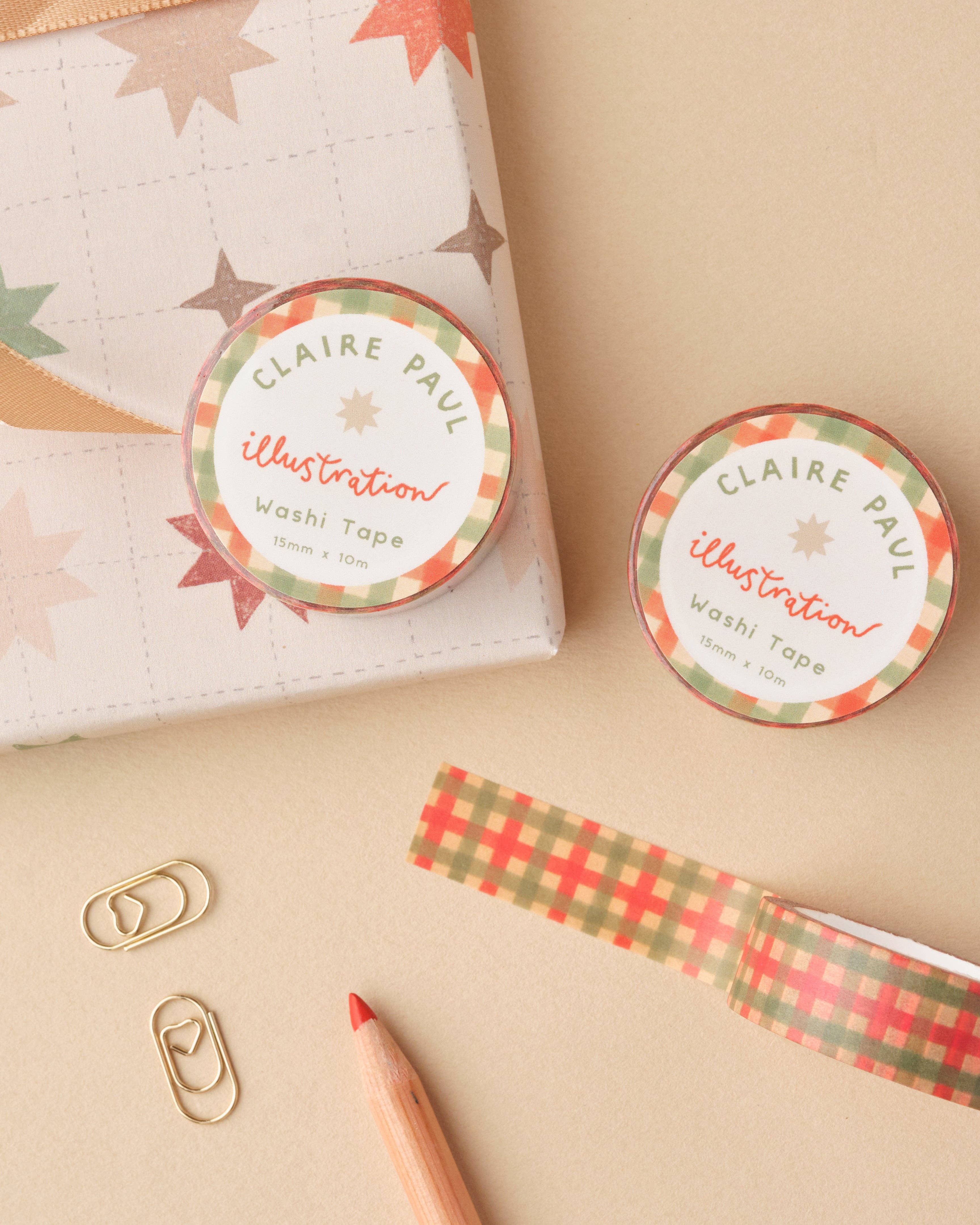 Green and Red Check Washi Tape - Image 6