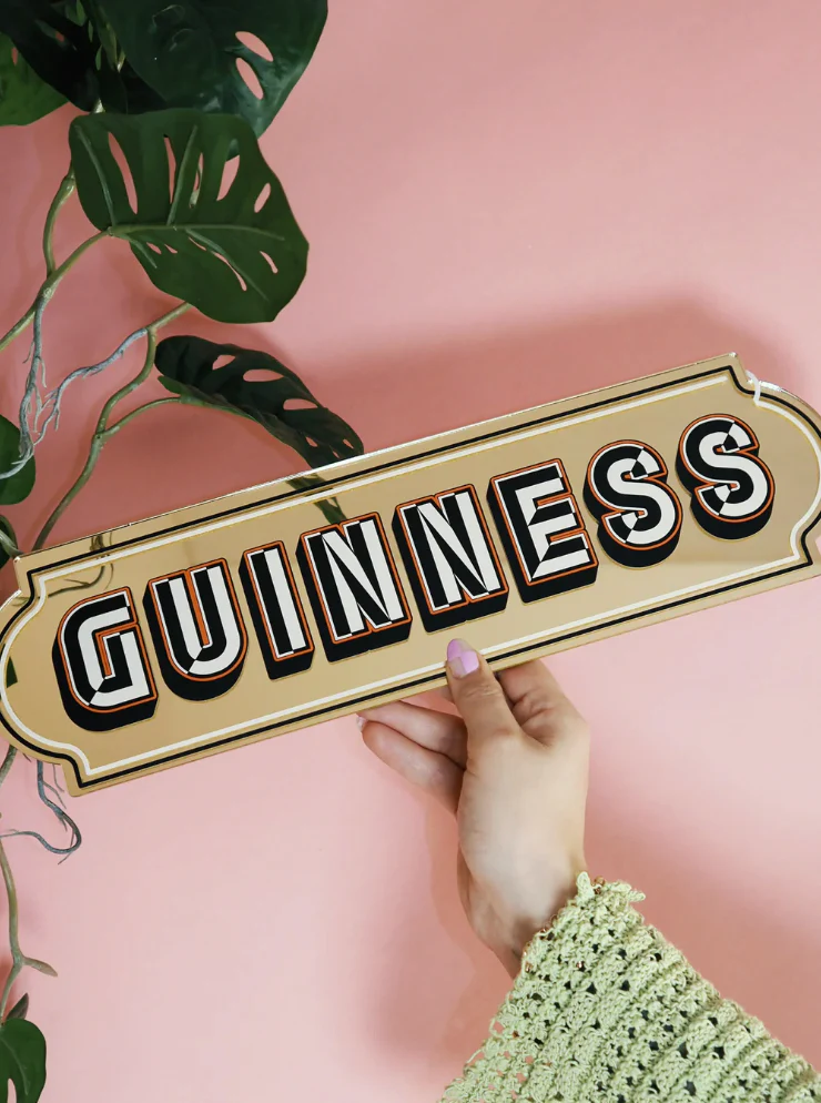 Guinness Rectangle Sign - Warm Gold