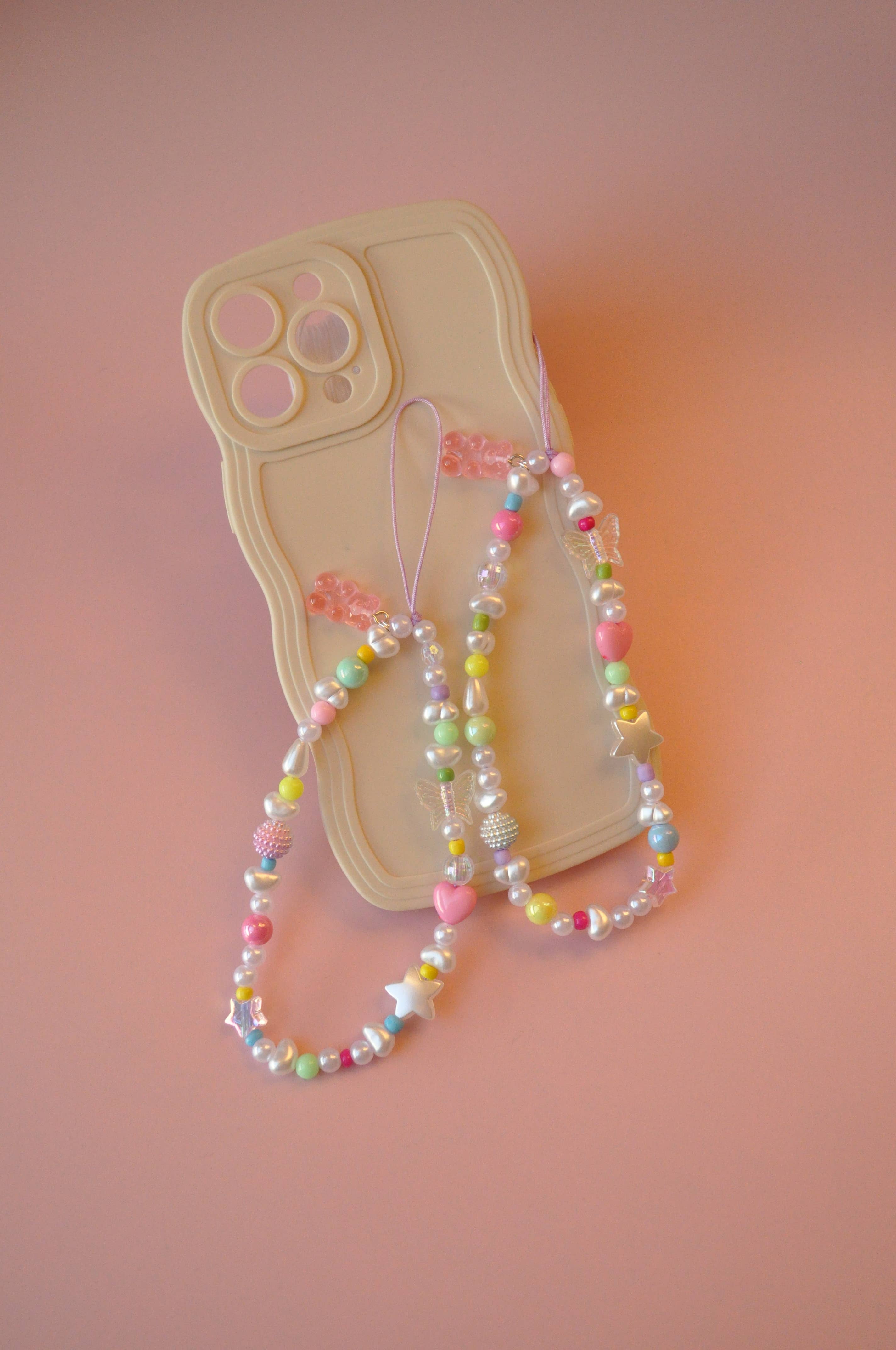 Gummy Bear Pastel Phone Chain | Cute Y2K Pearl Phone Charm