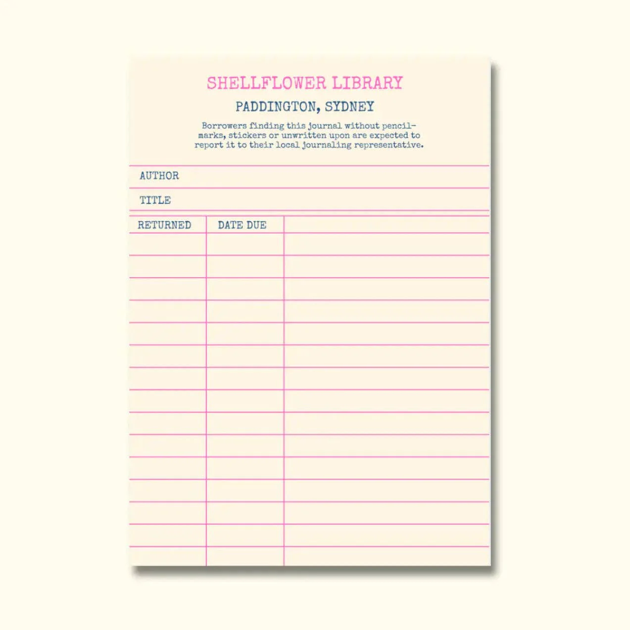 Library Card Note Pad