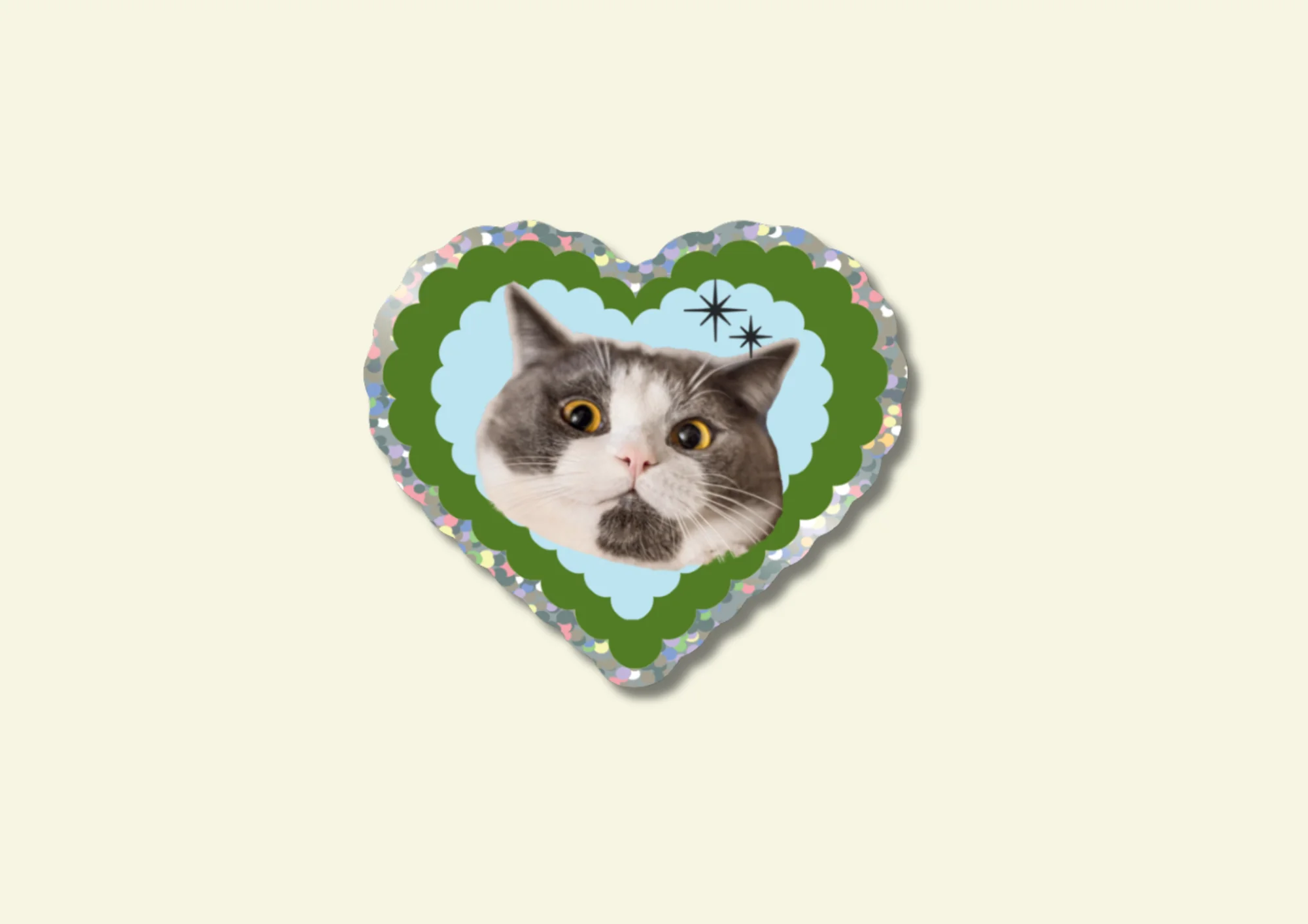 Love Cat Glitter Vinyl Sticker