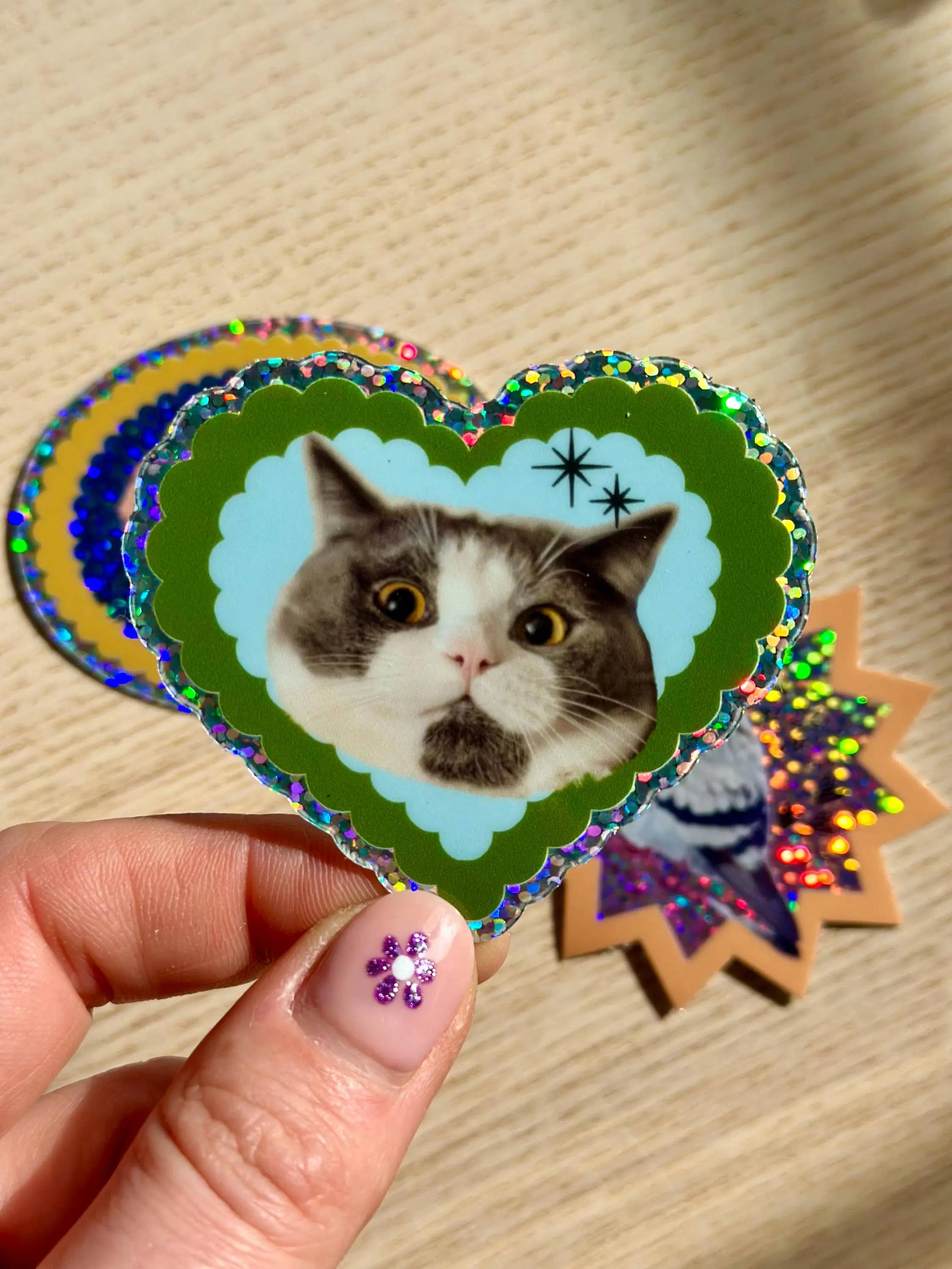 Love Cat Glitter Vinyl Sticker - Image 2