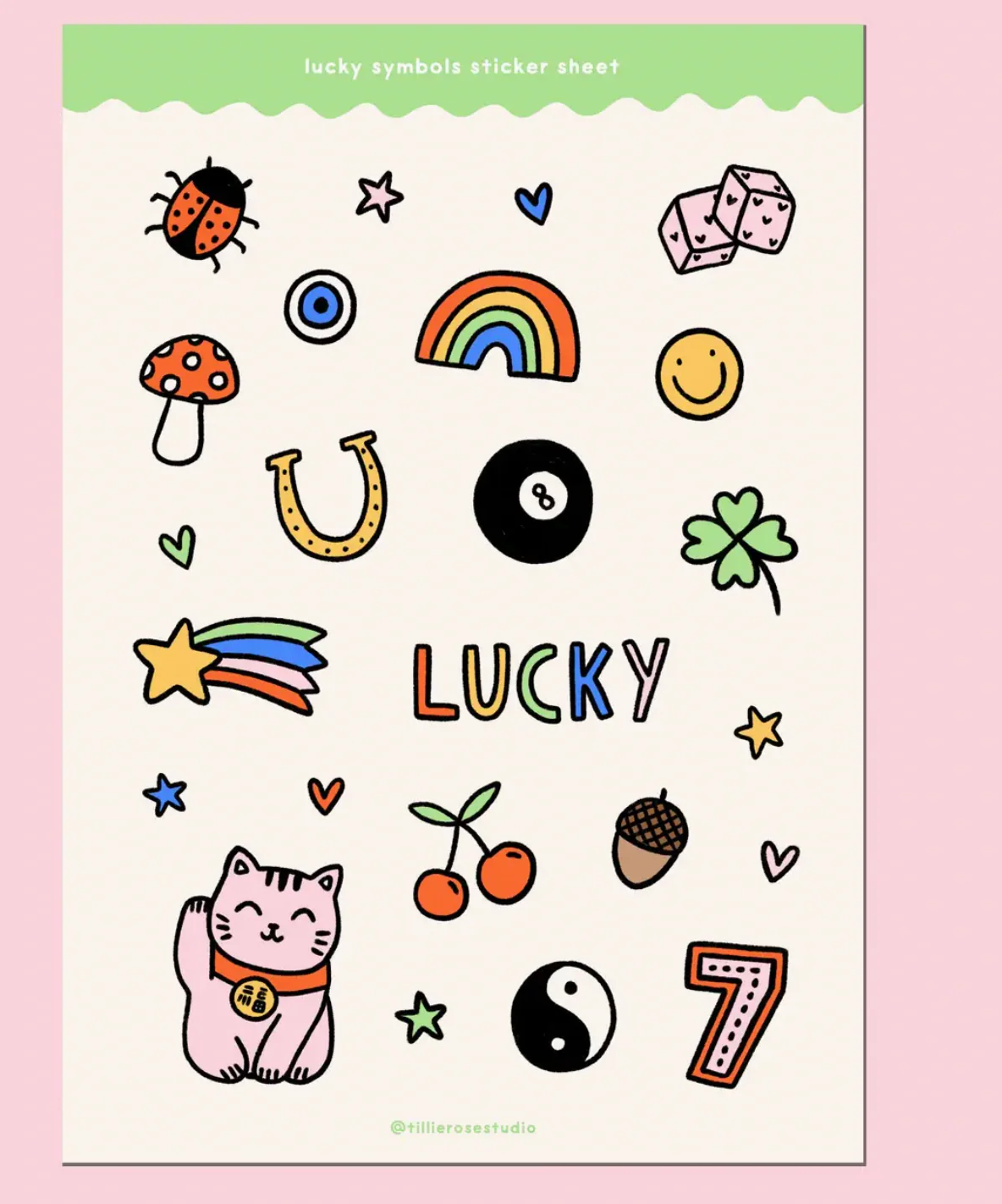 Lucky Symbols Vinyl Sticker Sheet
