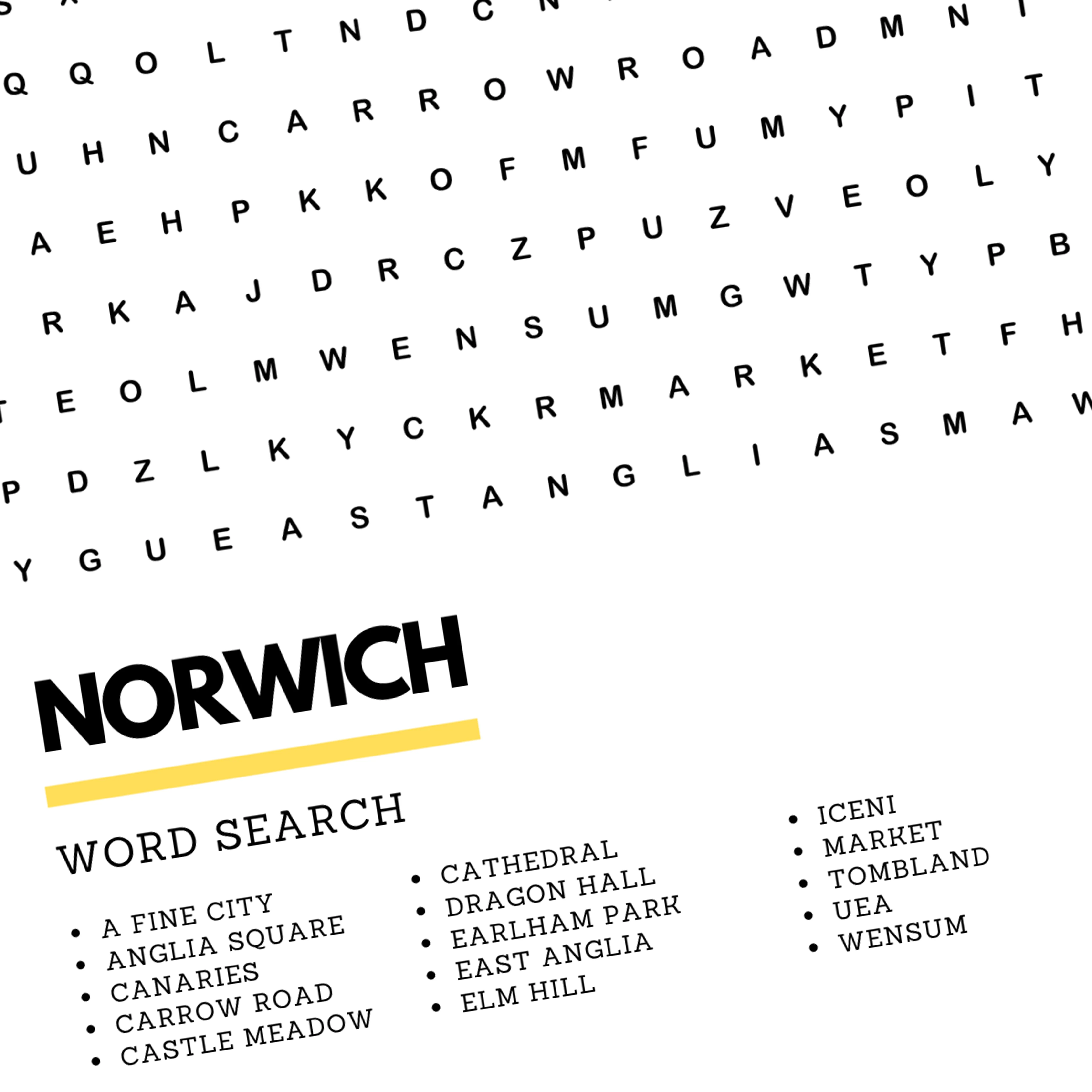 Norwich Wordsearch Art Print (A4 & A6) - Image 2