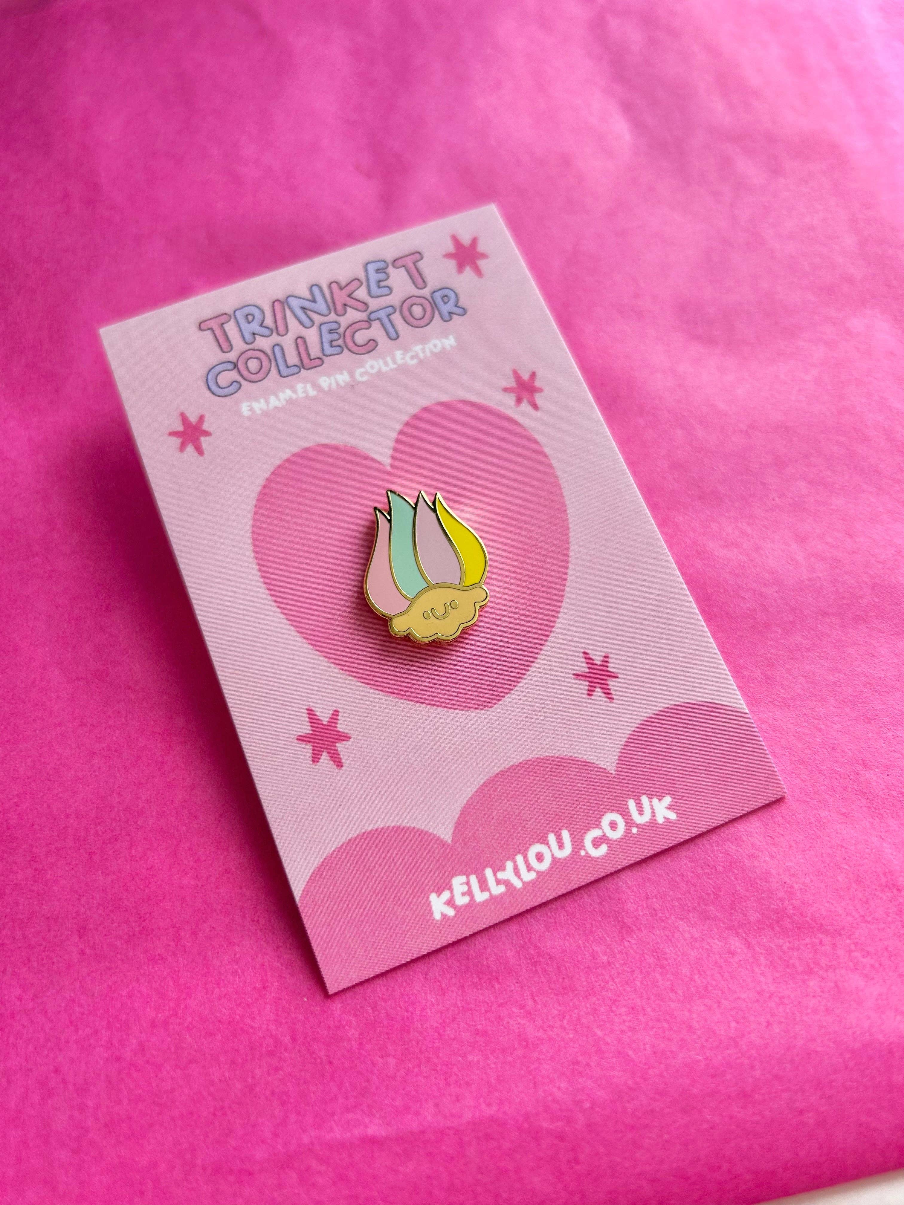 Pastel Troll Head - Mini Enamel Pin - Image 3