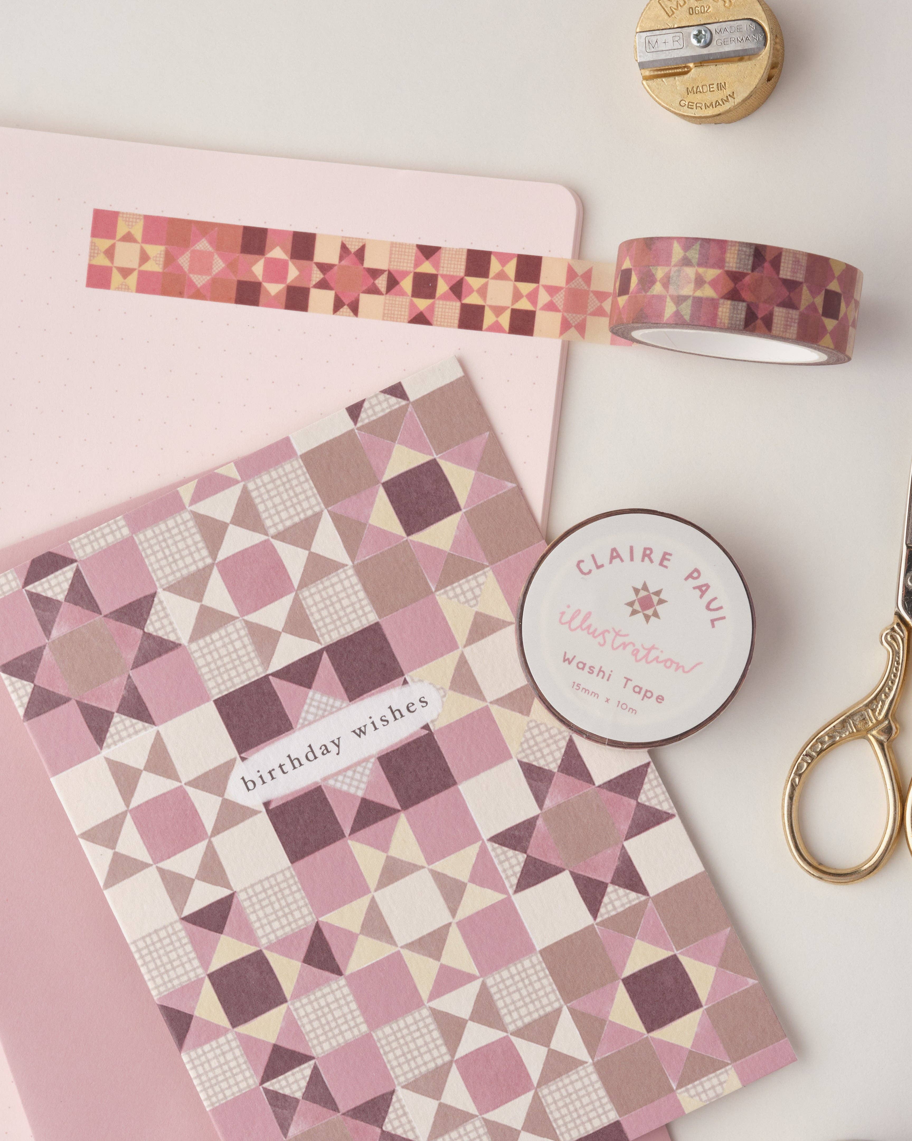 Patchwork Star Washi Tape - Pink - Image 3