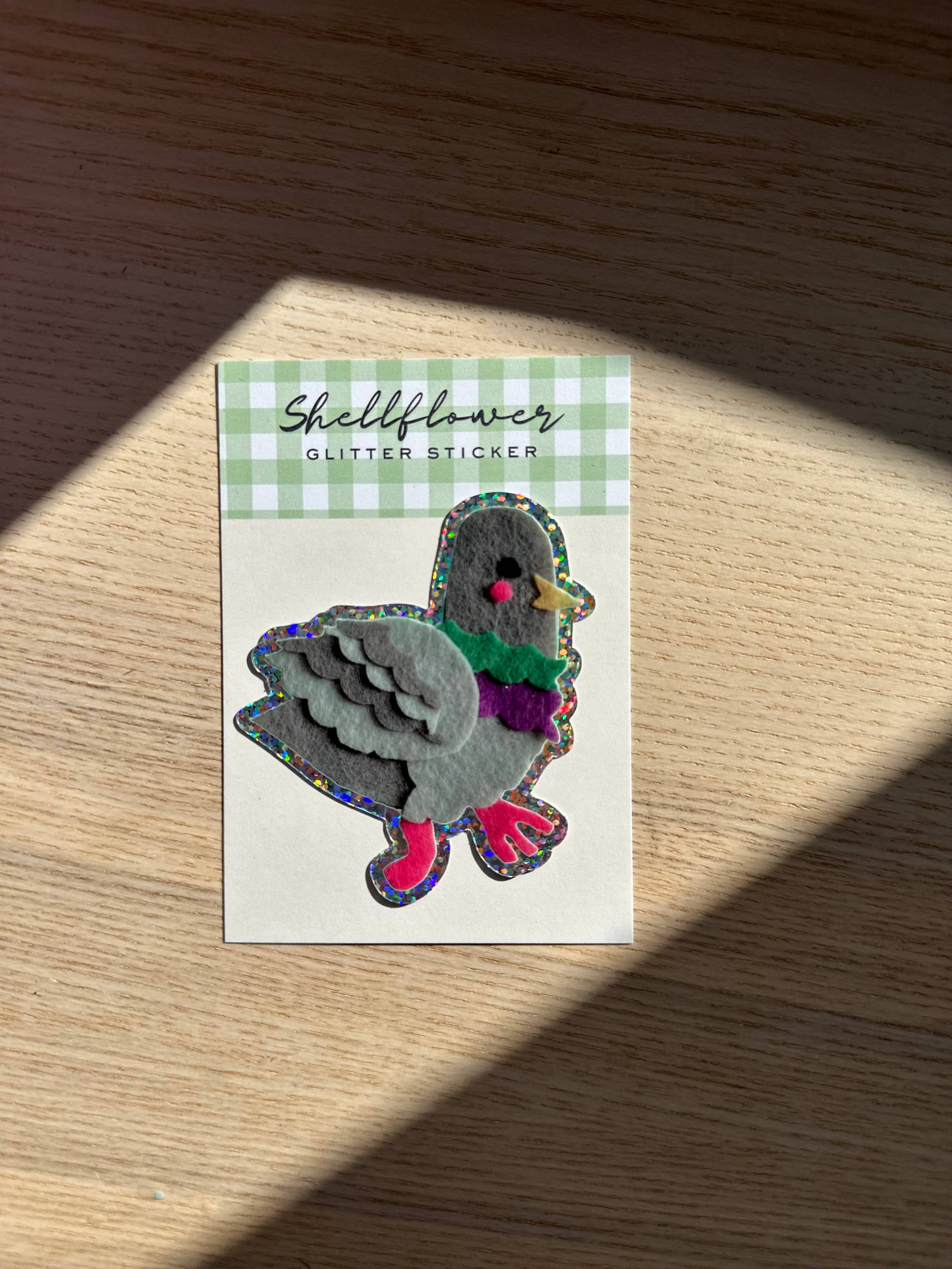 Pigeon Glitter Vinyl Sticker - Image 3
