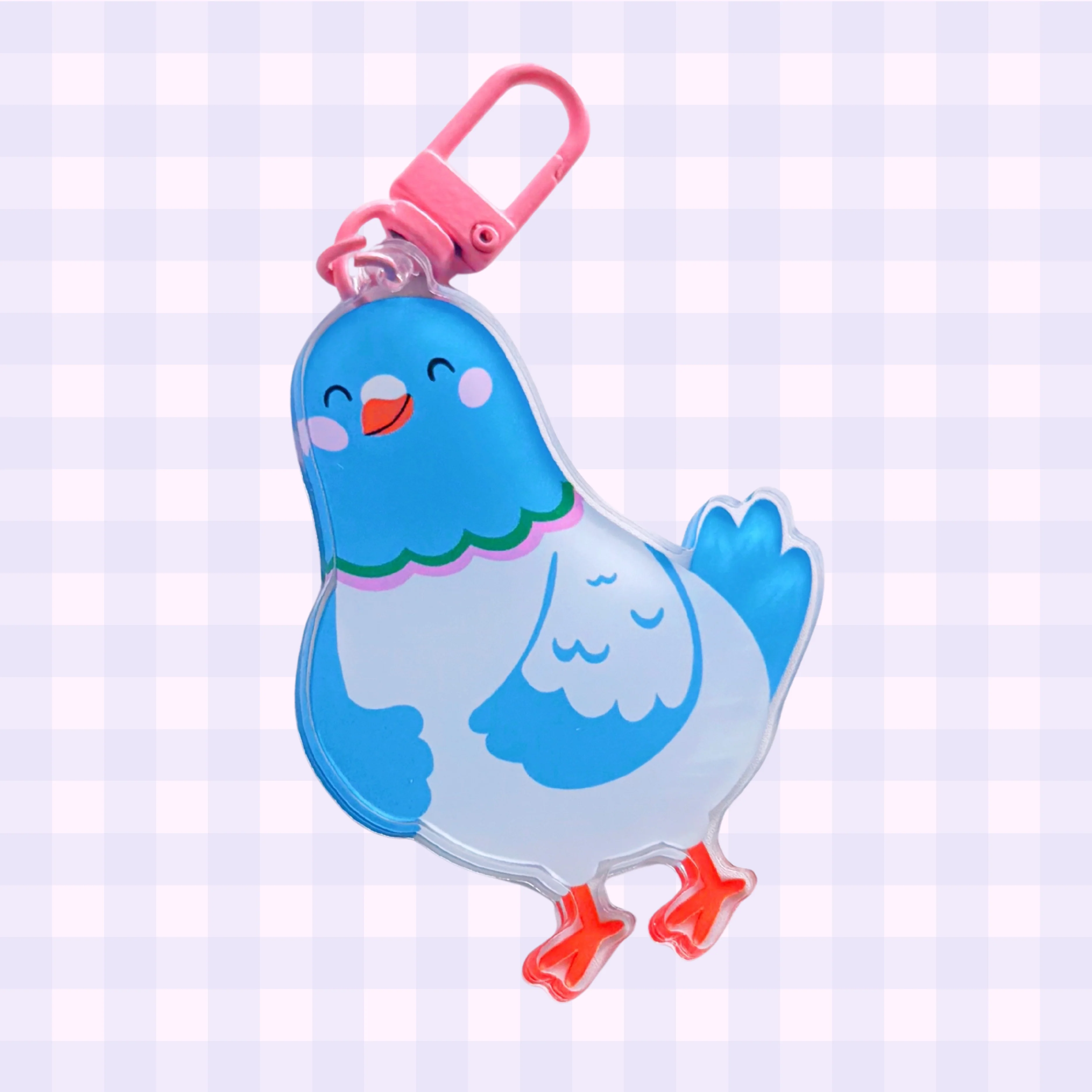Pigeon Keyring | Acrylic Double Sided Keyring with Clasp - Image 2