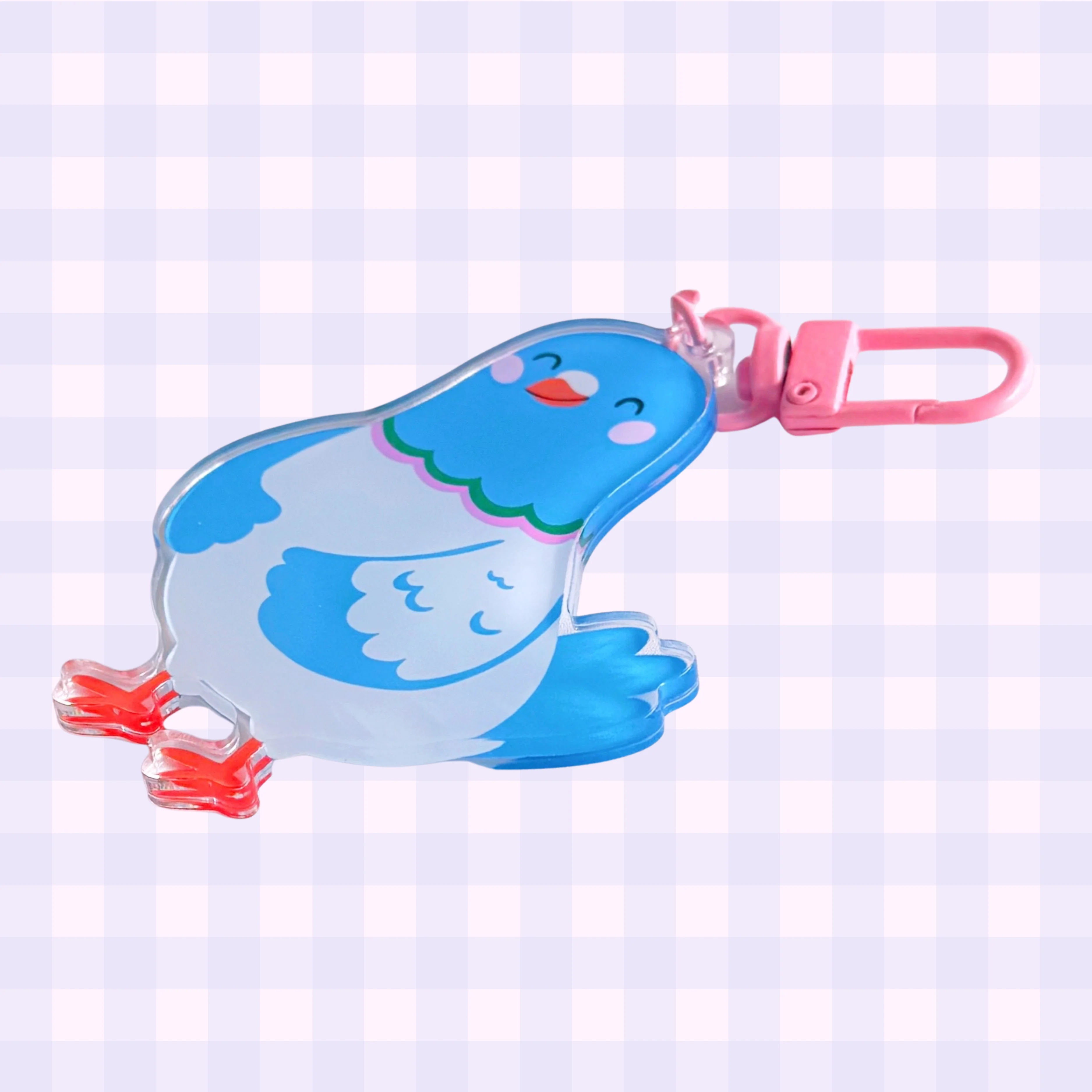Pigeon Keyring | Acrylic Double Sided Keyring with Clasp - Image 4