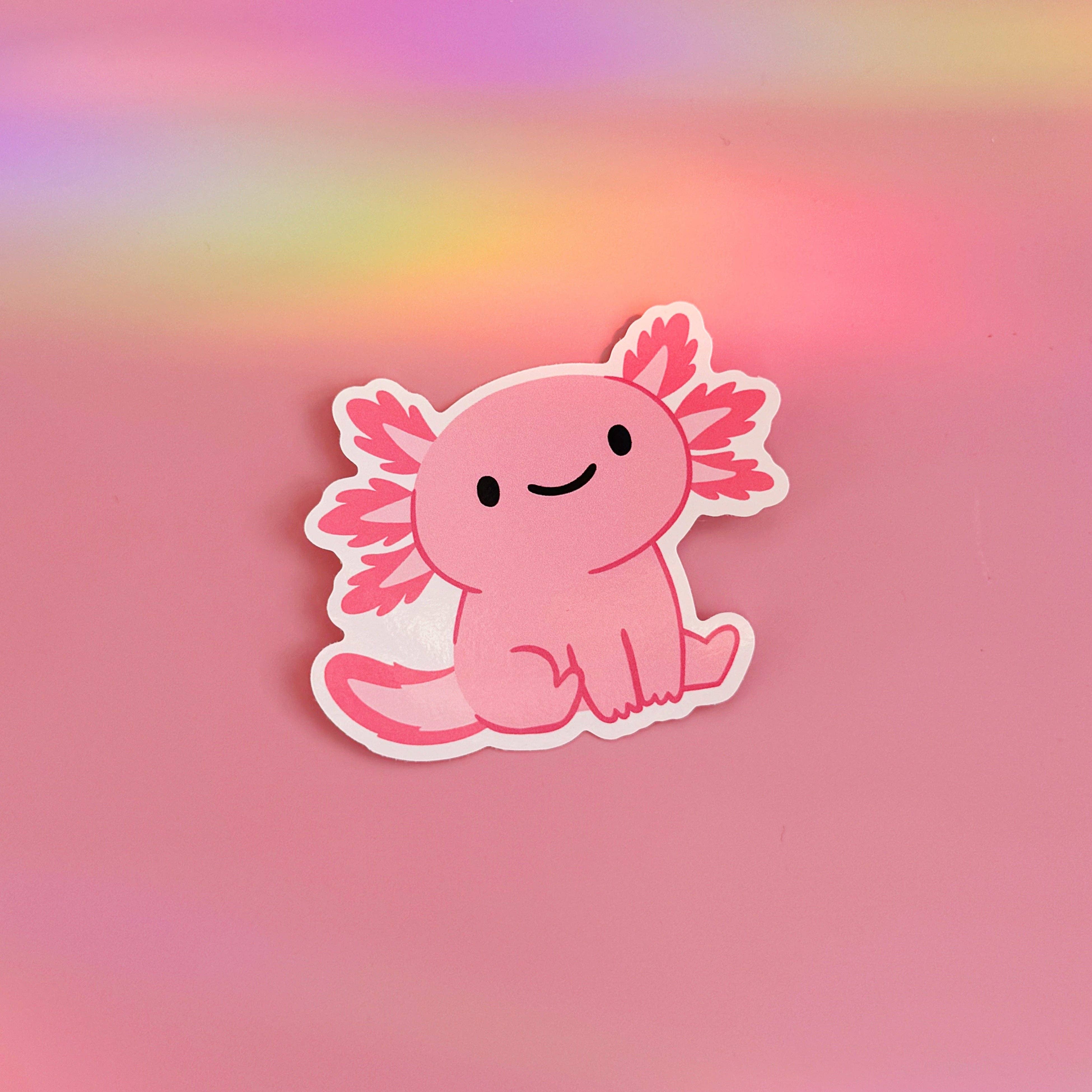 Pink Axolotl Sticker | Waterproof Vinyl Sticker