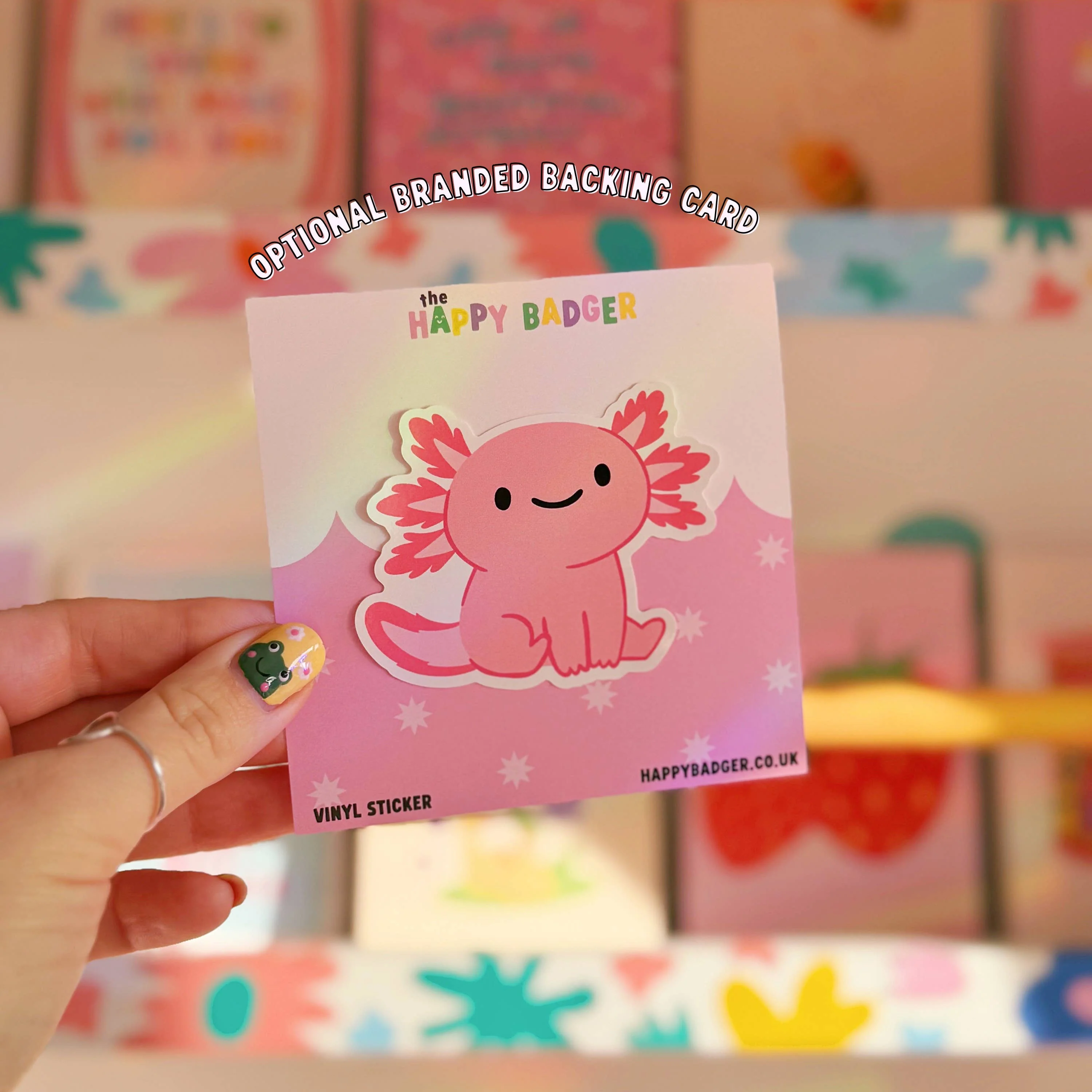 Pink Axolotl Sticker | Waterproof Vinyl Sticker - Image 2