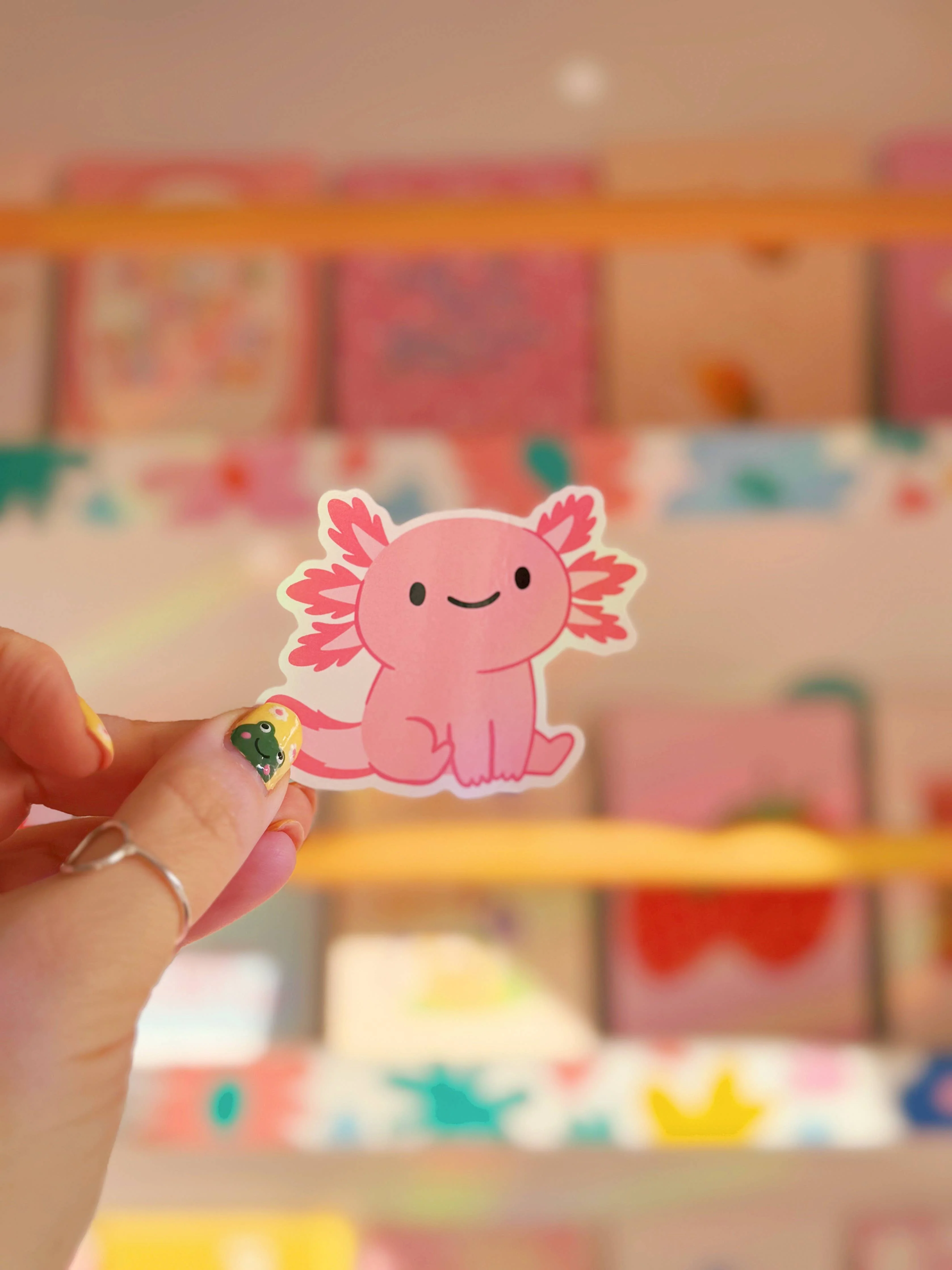 Pink Axolotl Sticker | Waterproof Vinyl Sticker - Image 5