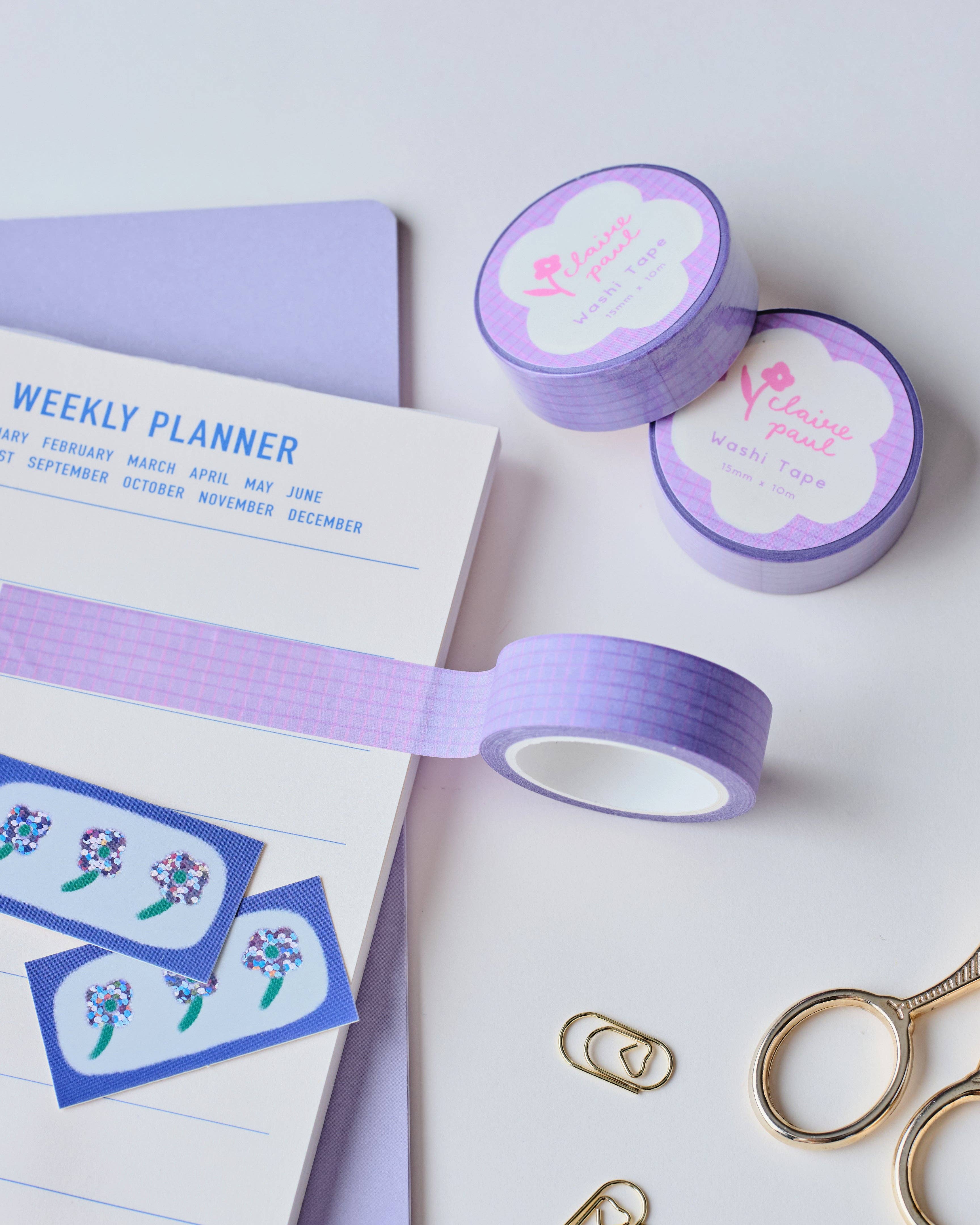 Purple Grid Washi Tape - Image 2