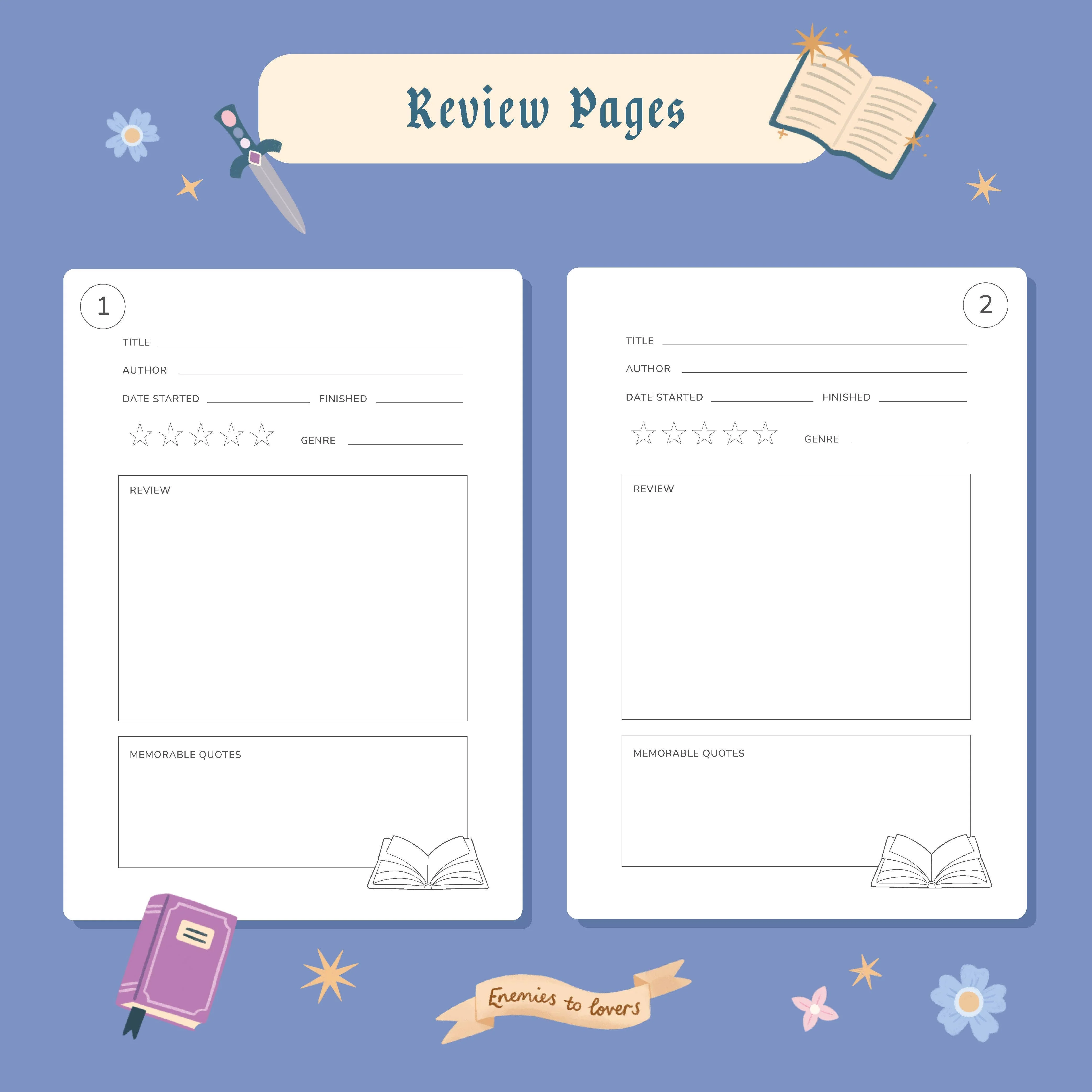 Reading Journal Dragon, Cosy Quest – 50 Book Review Notebook - Image 3