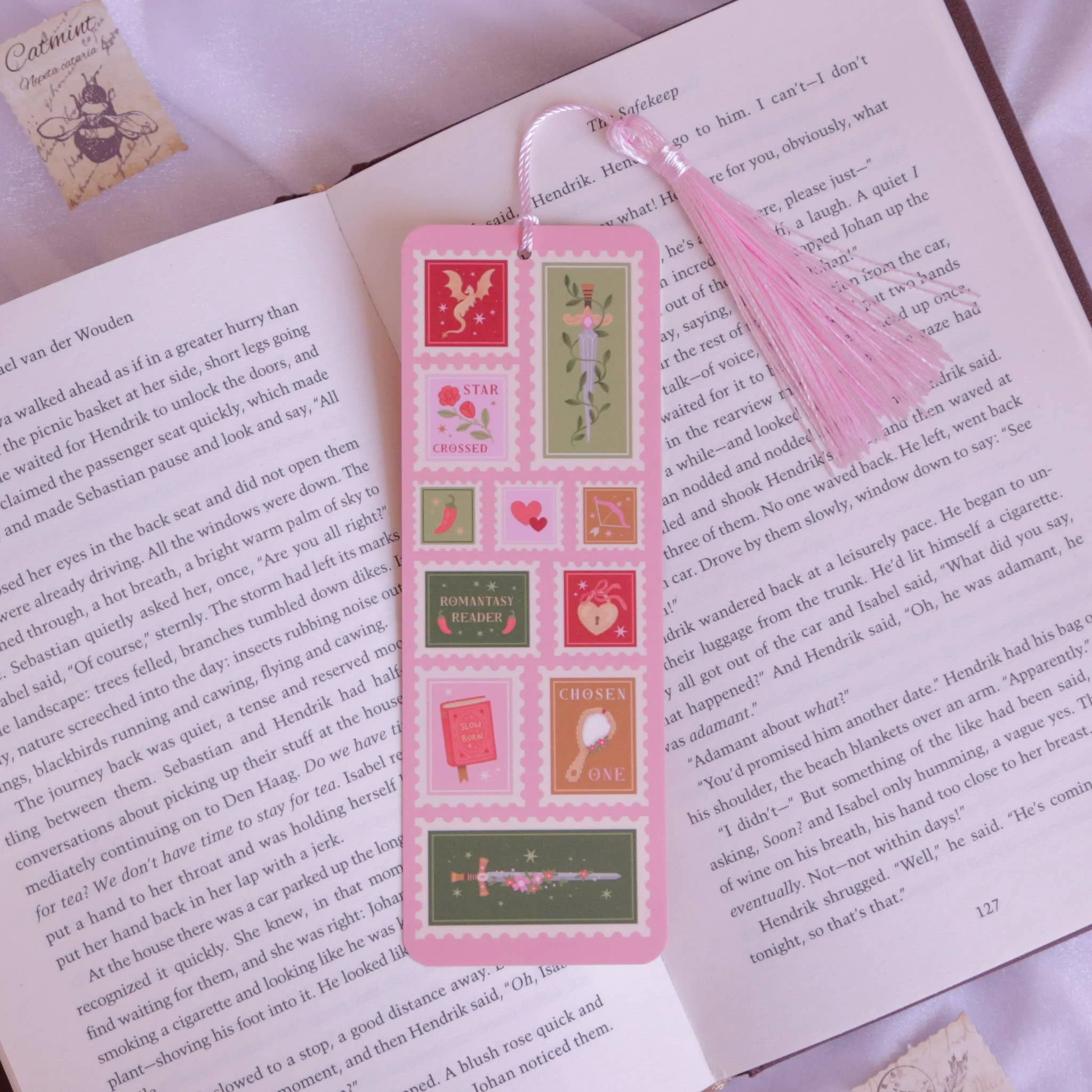 Romantasy Stamps Bookmark, Fantasy Bookmark with Tassel - Image 2