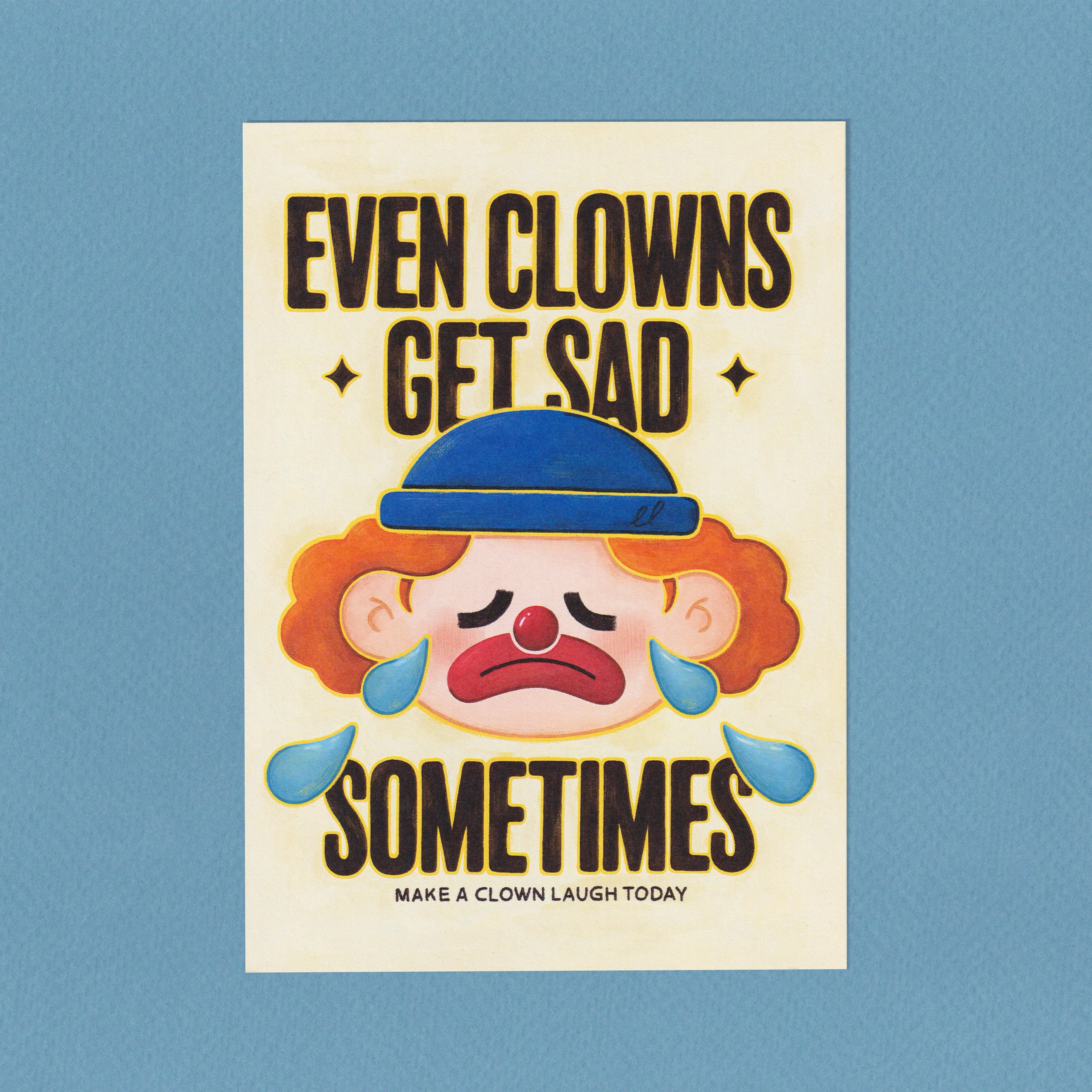 Sad Clown Postcard