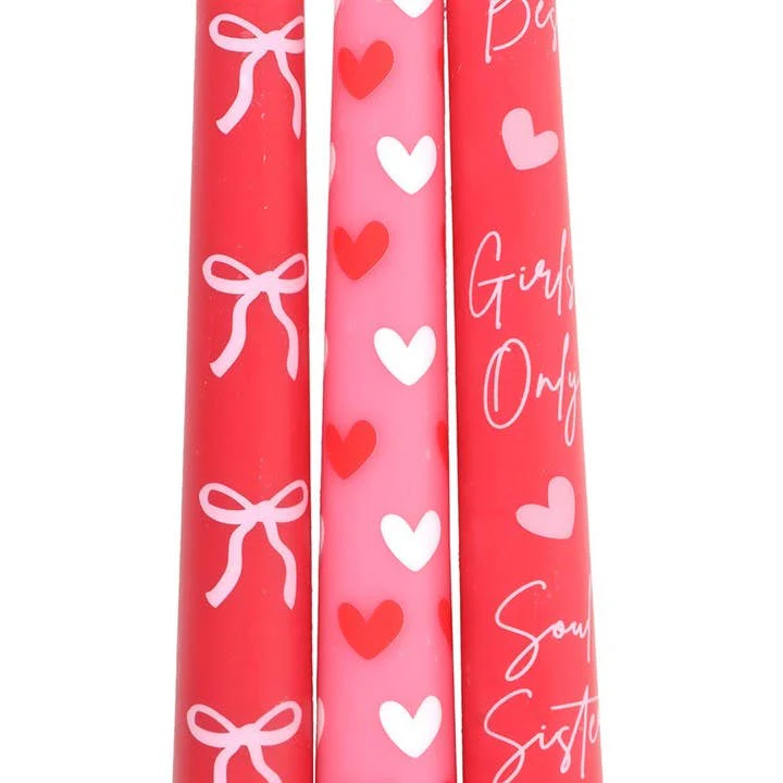 Set of 3 Girl Gang Bow and Heart Taper Candles - Image 4