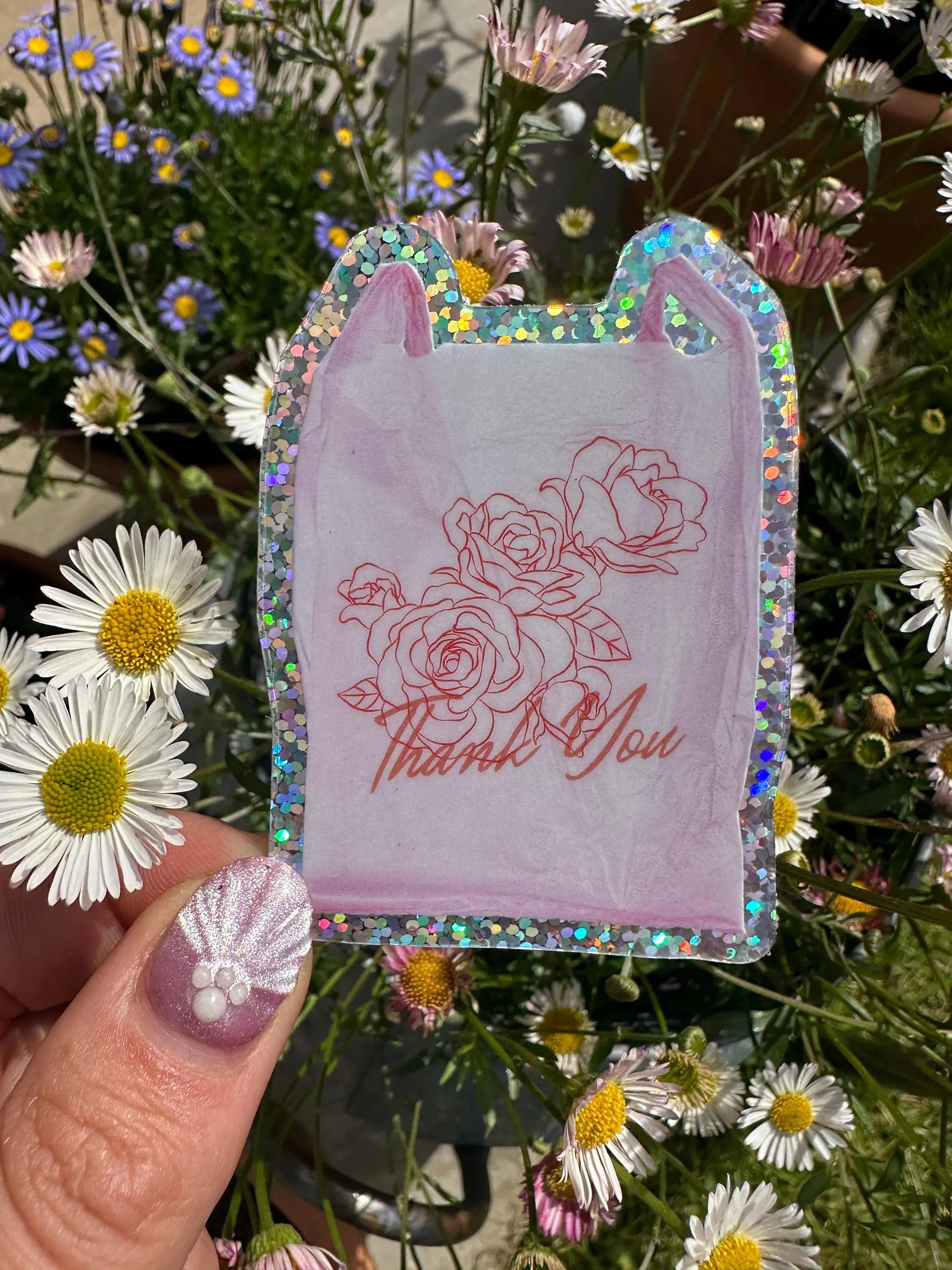 Thank you NYC Bag Glitter Sticker - Image 2
