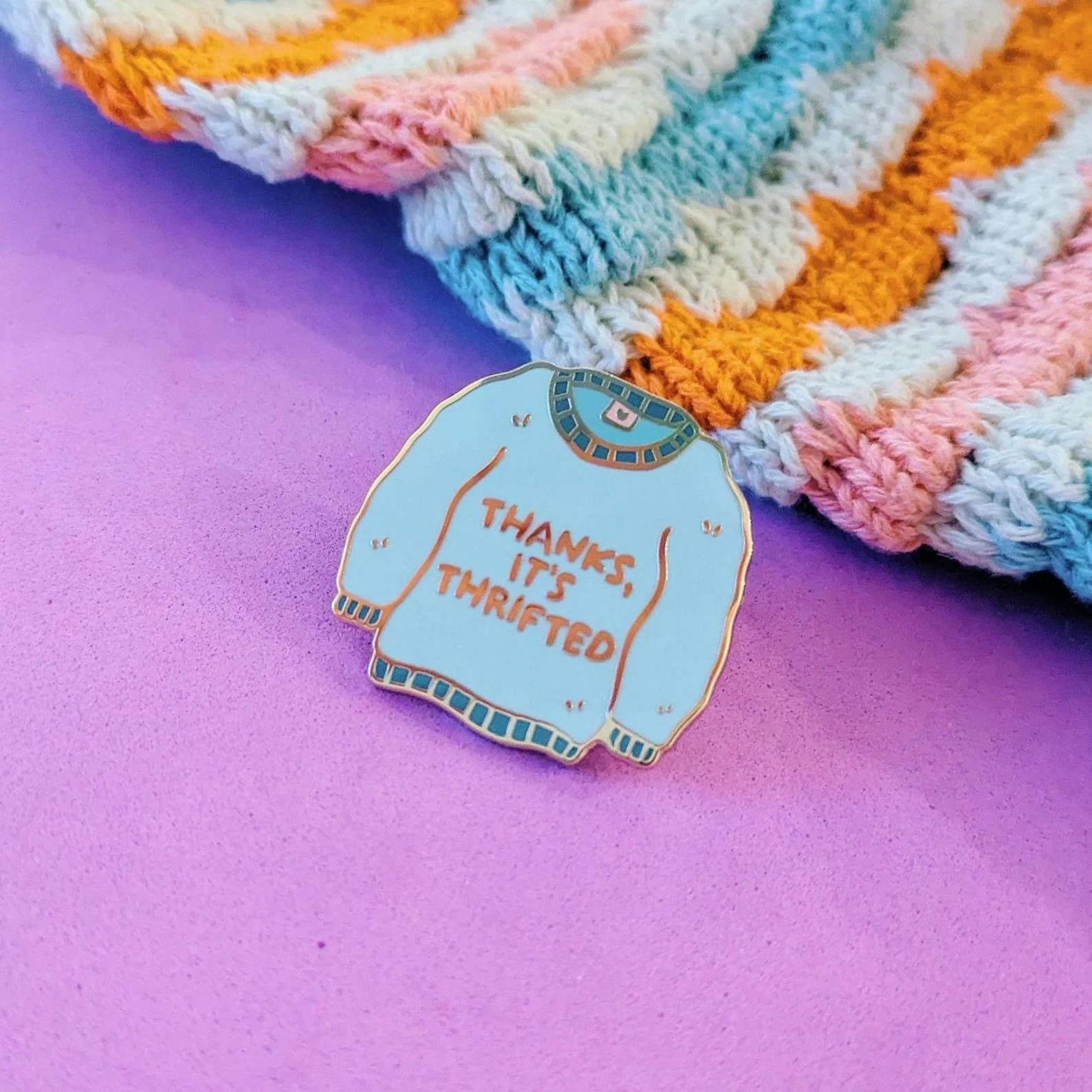 Thanks, It's Thrifted! Enamel Pin - Image 2